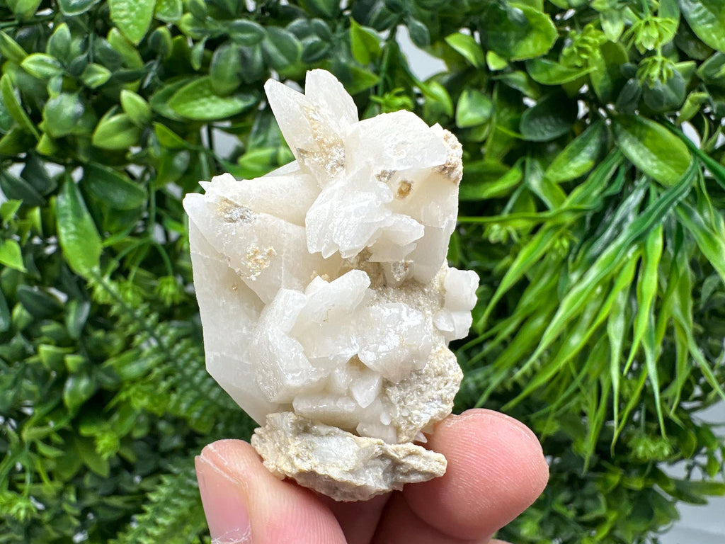 Calcite on Aragonite & Green Quartz: Djurcovo Mine, Bulgaria