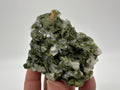 Rare Green Epidote with Quartz Crystals: Sparkly Rainbow Stone Decor