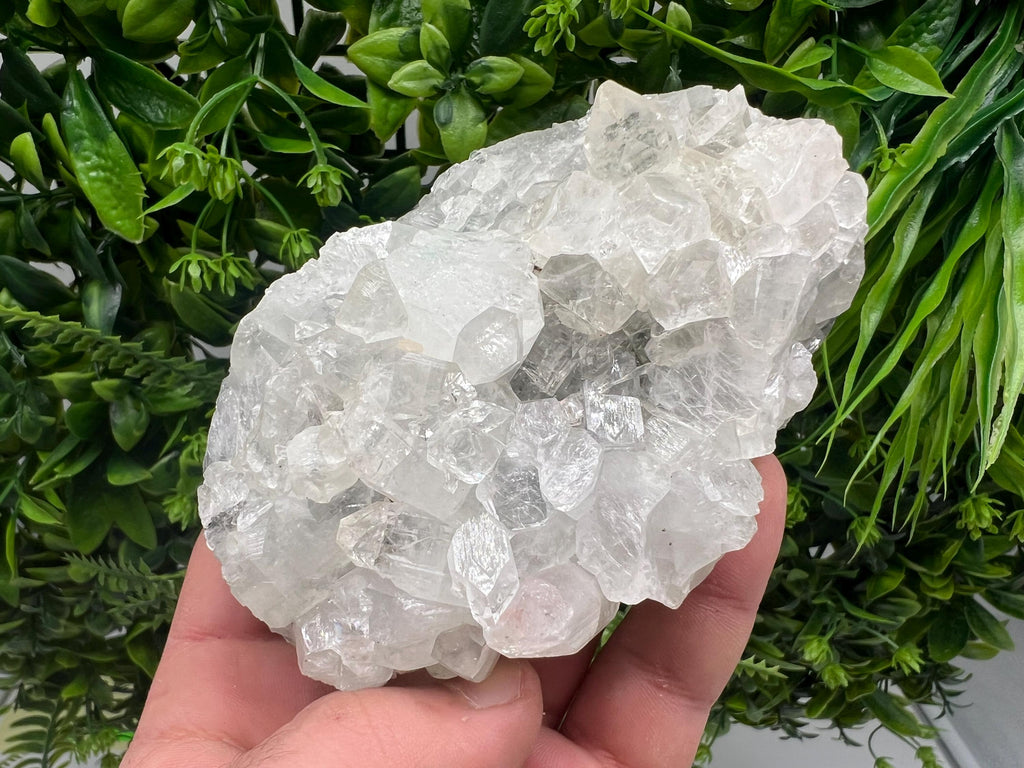 Apophyllite on Chalcedony Specimen: Transparent Crystal, India Minerals