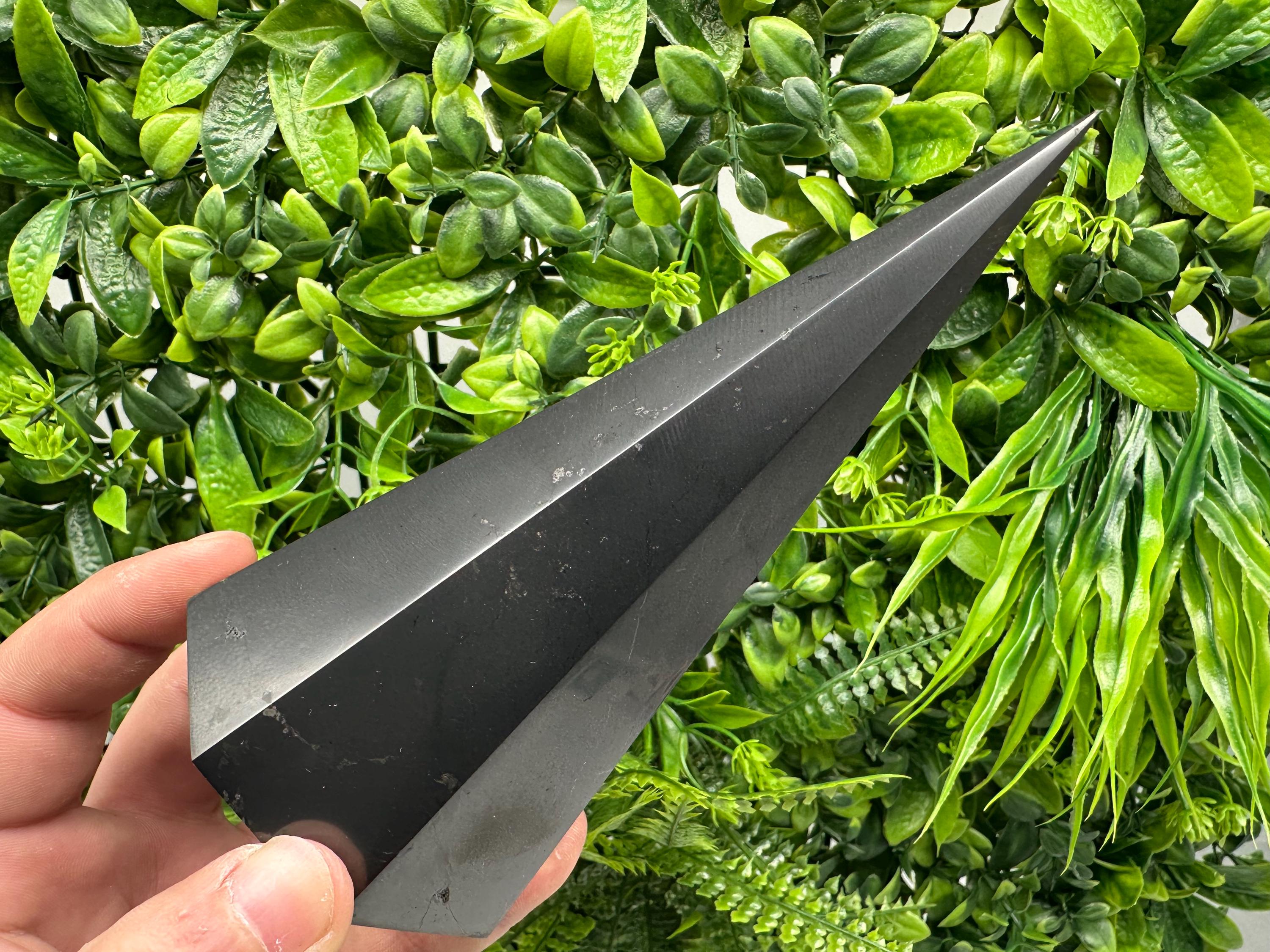 Shungite Pyramid Tower: EMF Protection Stone, Healing Crystal