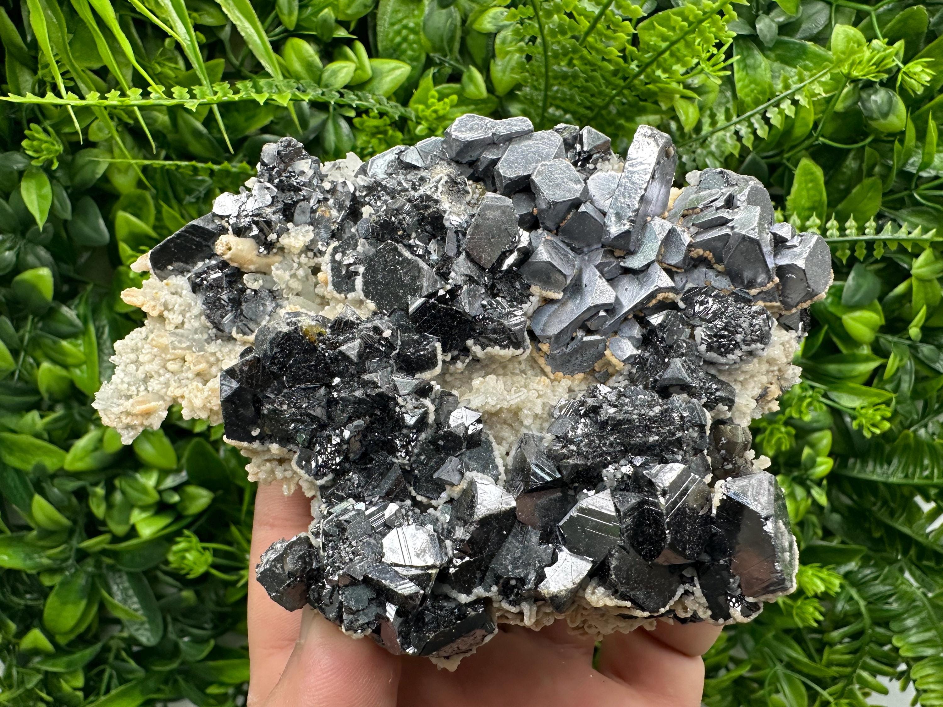 Skeletal Galena, Sphalerite, Quartz, and Calcite Mineral Specimen