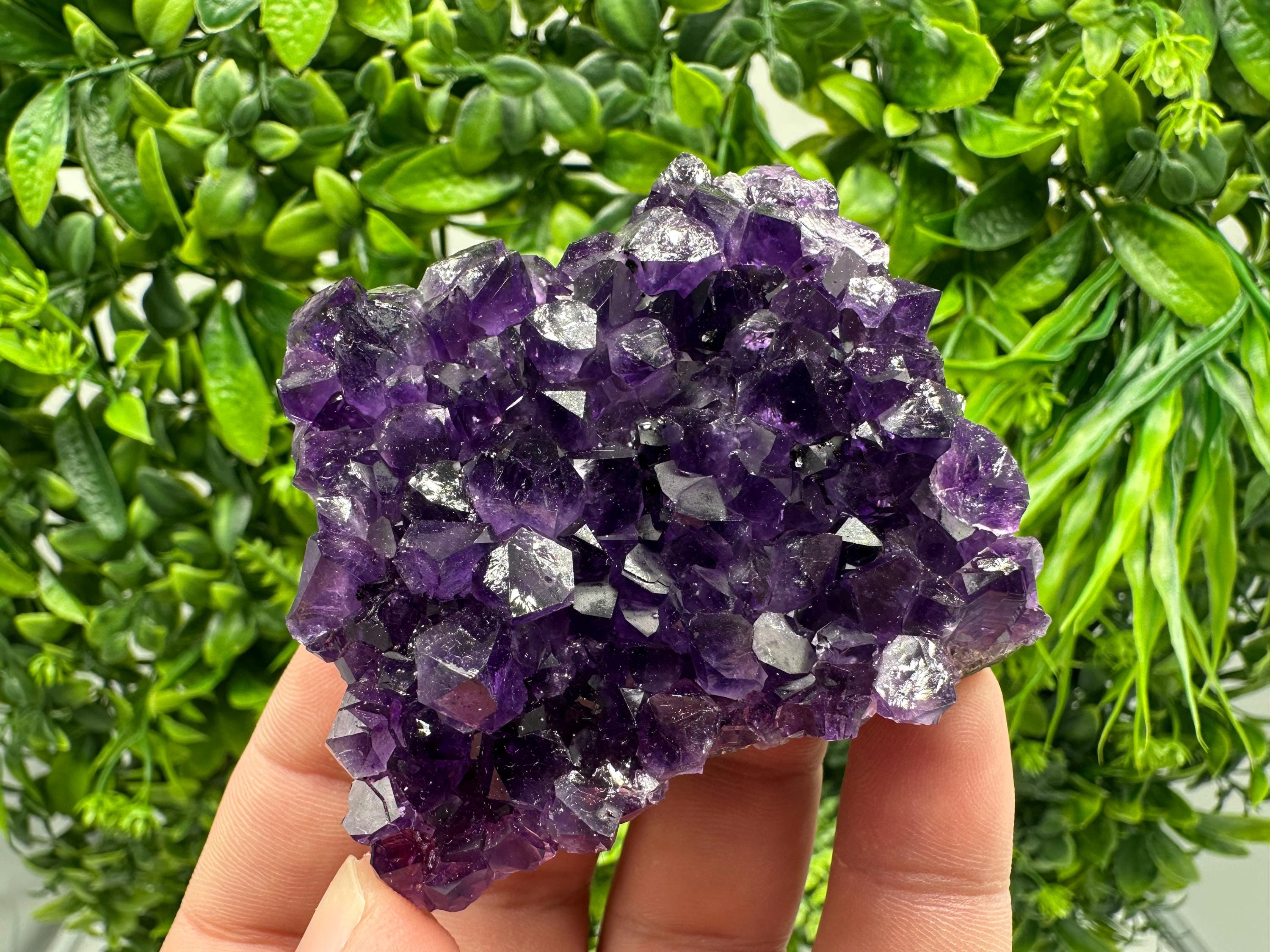 Natural Purple Amethyst Cluster from Uruguay: Energy Crystal Home Decor