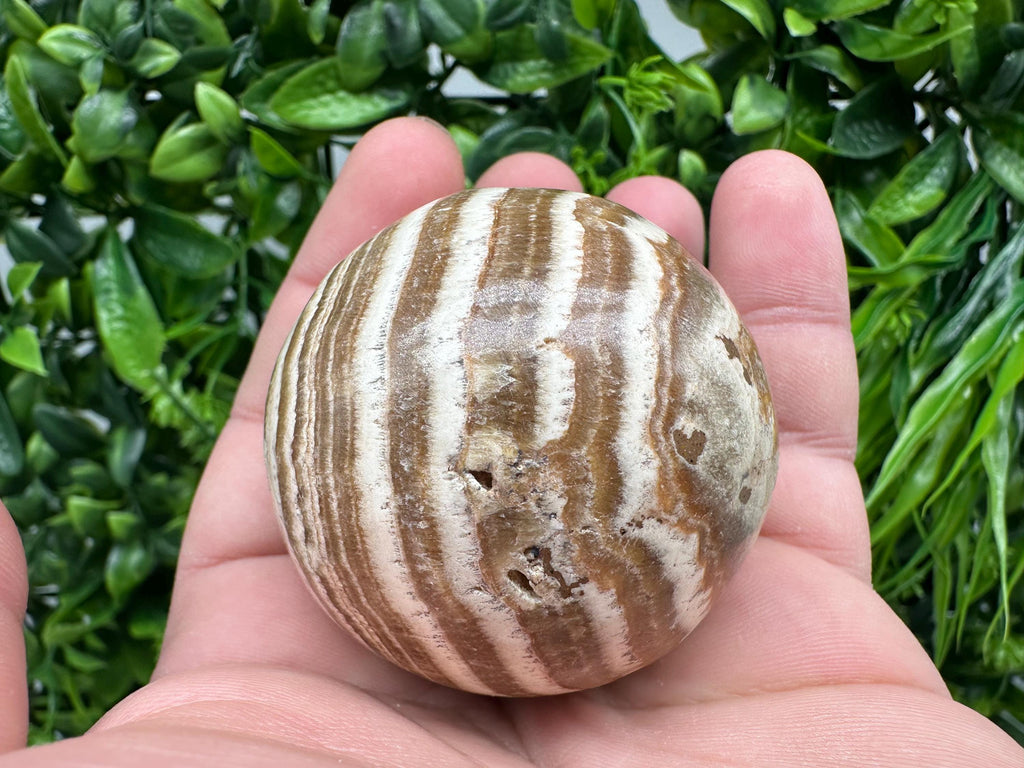 Polished Aragonite Stone Sphere: Handmade Home Decor, Healing Crystal Ball