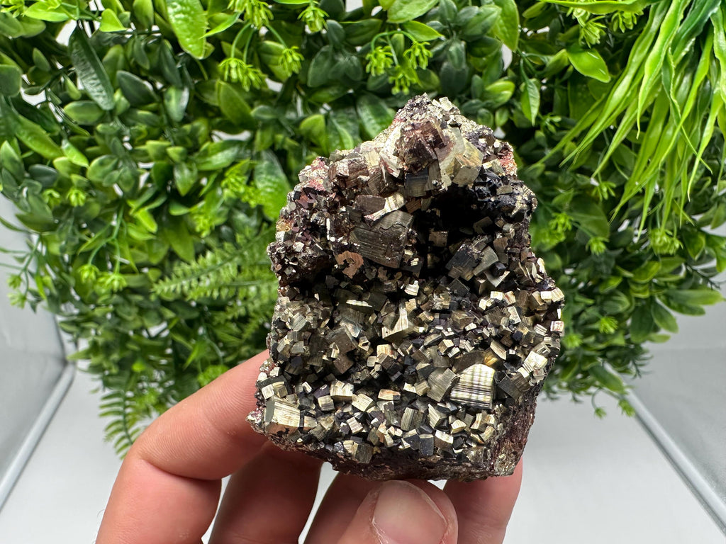 Rainbow Pyrite with Calcite, Natural Mineral Souvenir, Borieva Bulgaria
