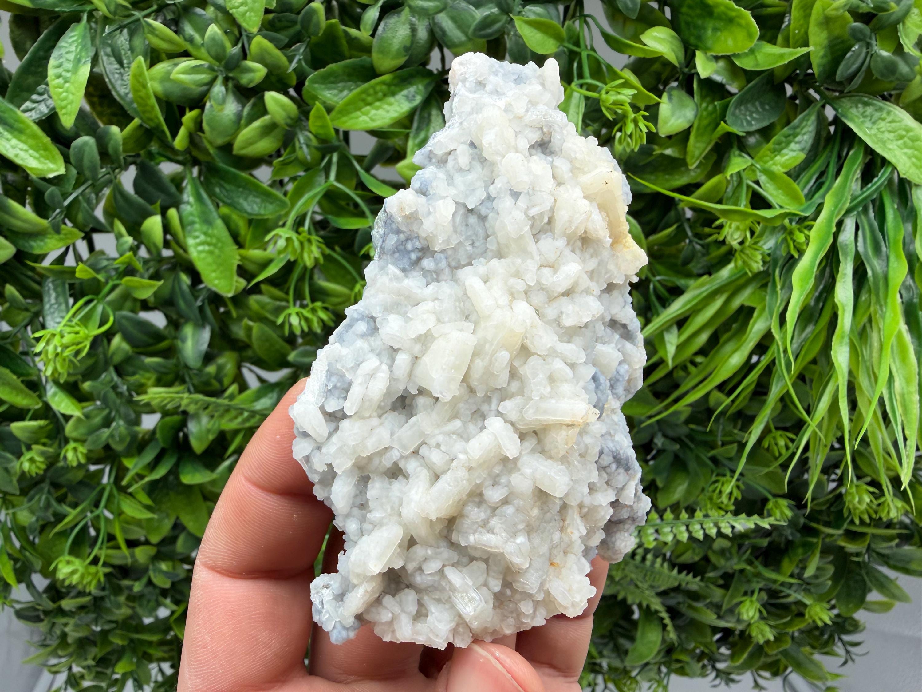 Rare Fluorescent Calcite after Barite on Chalcedony - Androvo Mine, Bulgaria