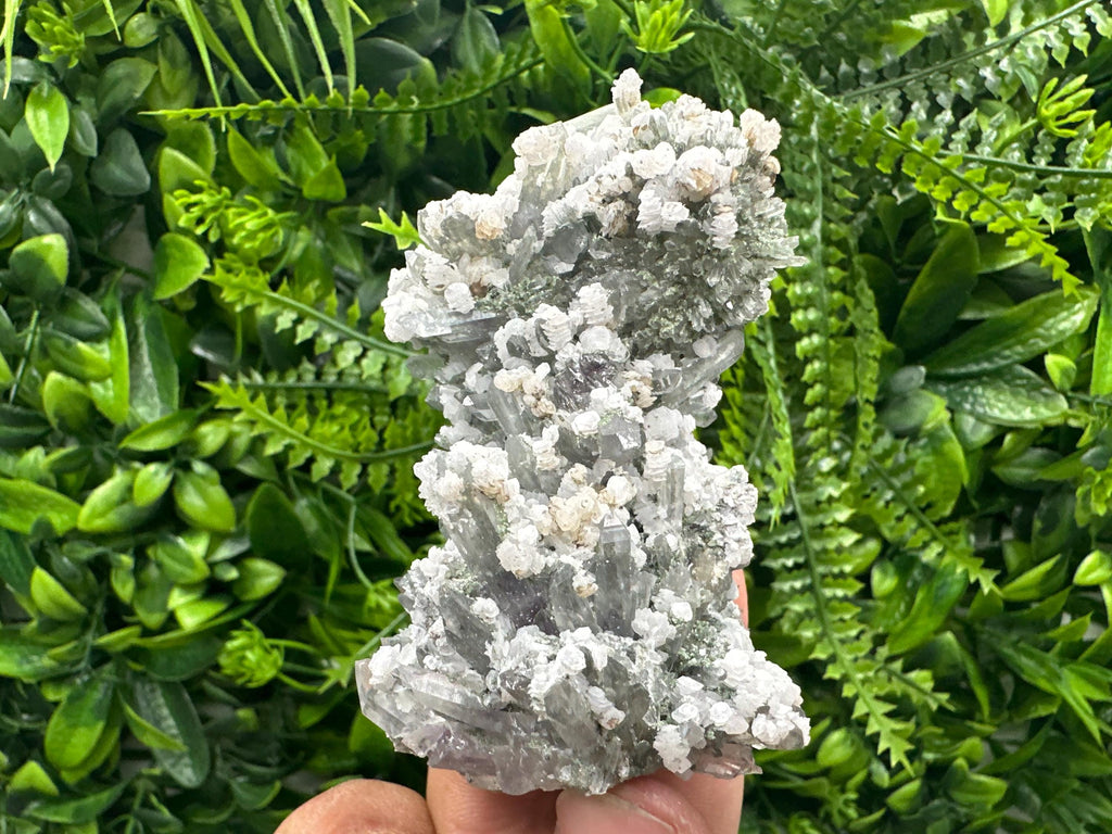 Calcite on Quartz with Amethyst and Chlorite, Djurcovo Mine, Bulgaria