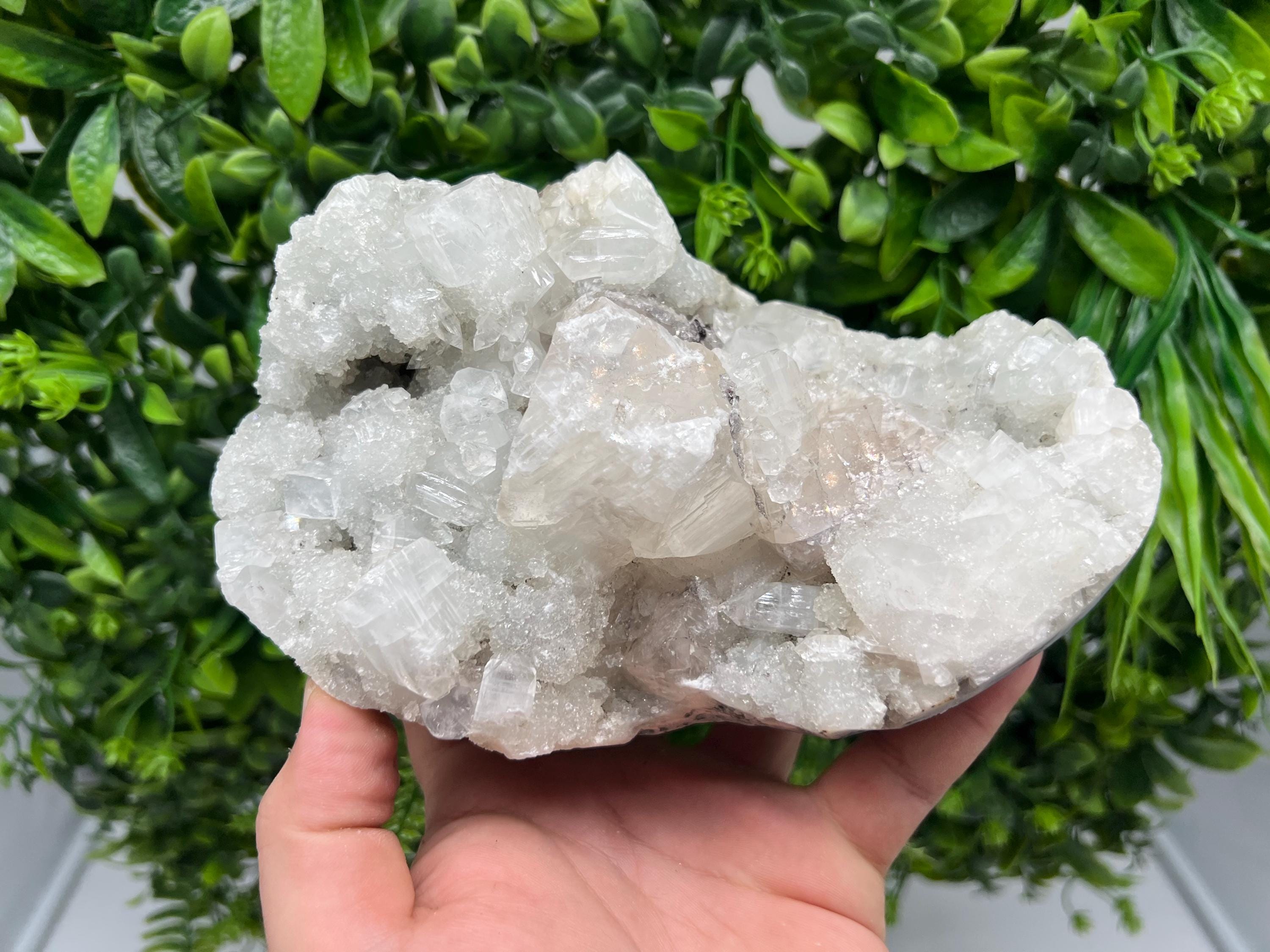 Apophyllite Stilbite Chalcedony Specimen: Natural India Minerals Crystal
