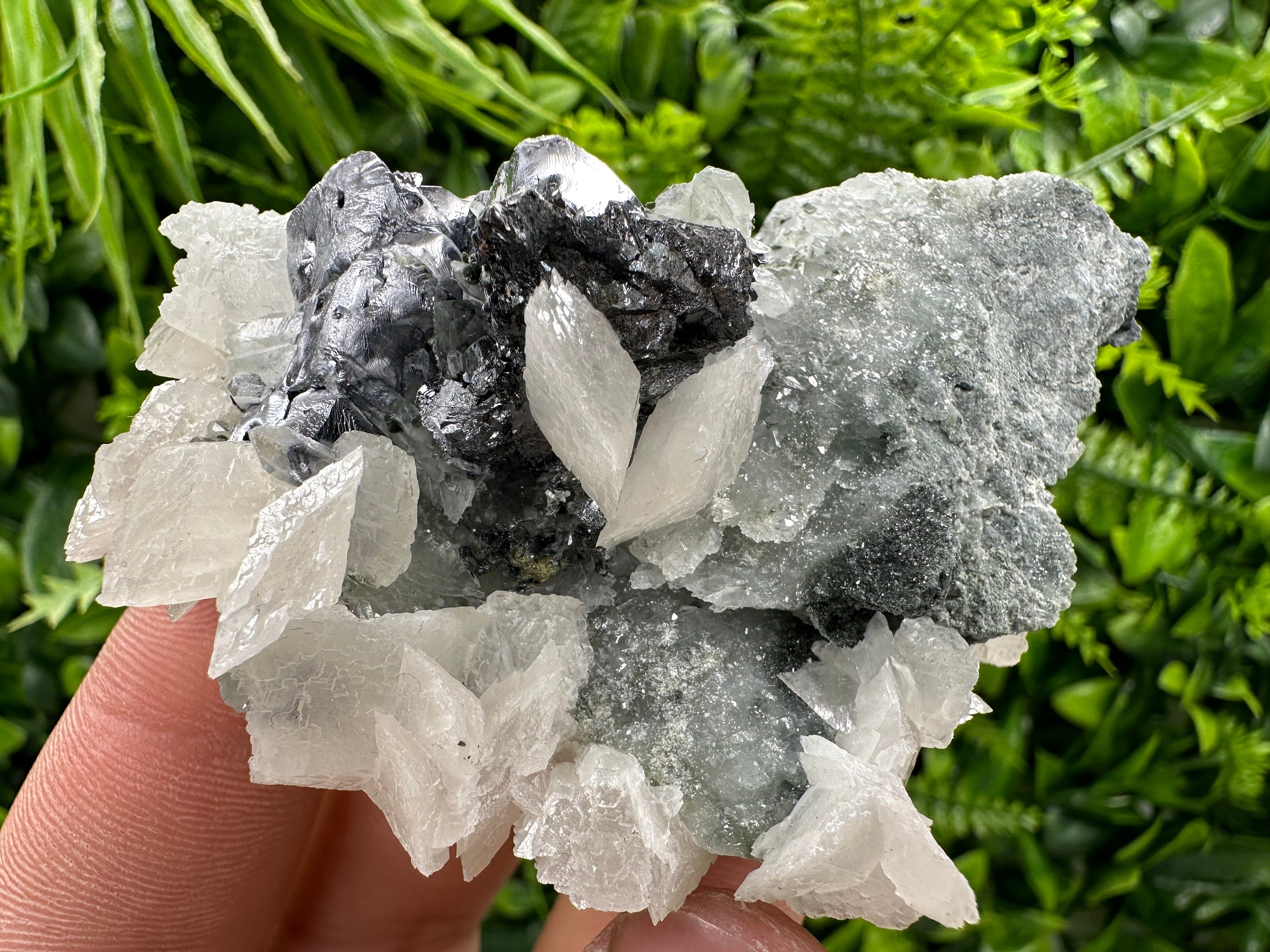 Galena Sphalerite Calcite Cluster, Borieva Mine Mineral Specimen