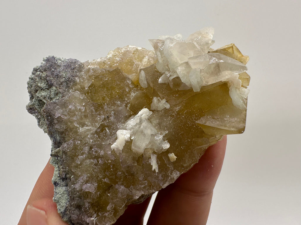 Yellow Fluorite with Calcite, Spain Mineral Specimen