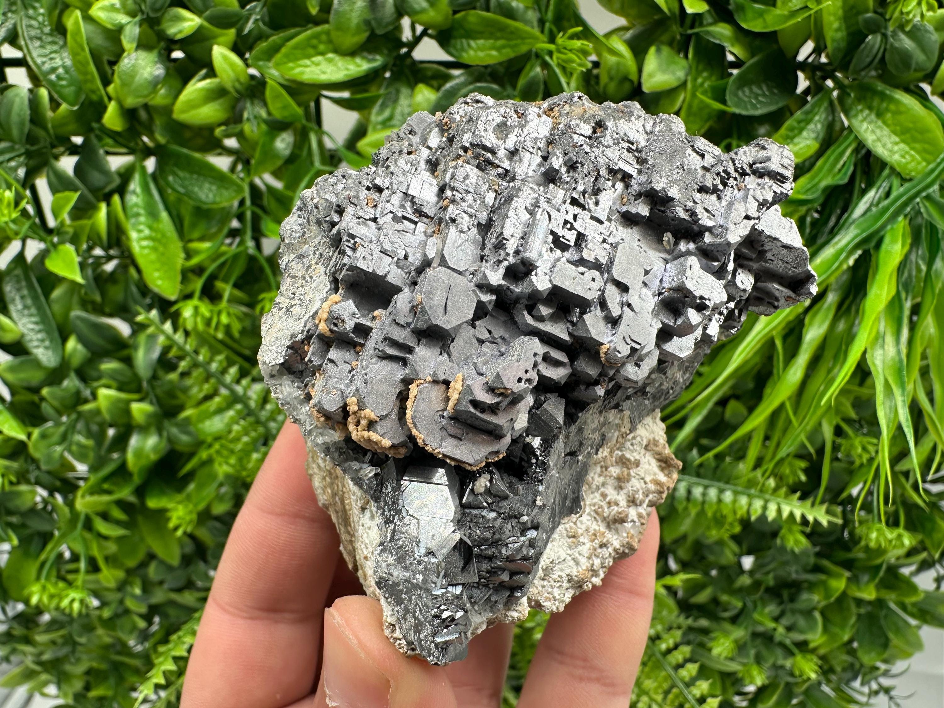 Aesthetic Natural shiny Galena whit Siderite and Quartz from 9 th September mine,Bulgaria,collection specimen,rare galena,Galena cluster