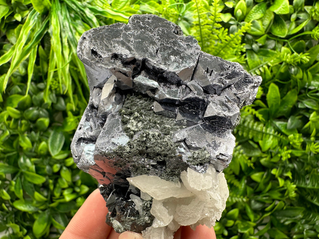Skeletal Galena, Calcite, Sphalerite, and Chlorite Mineral Specimen