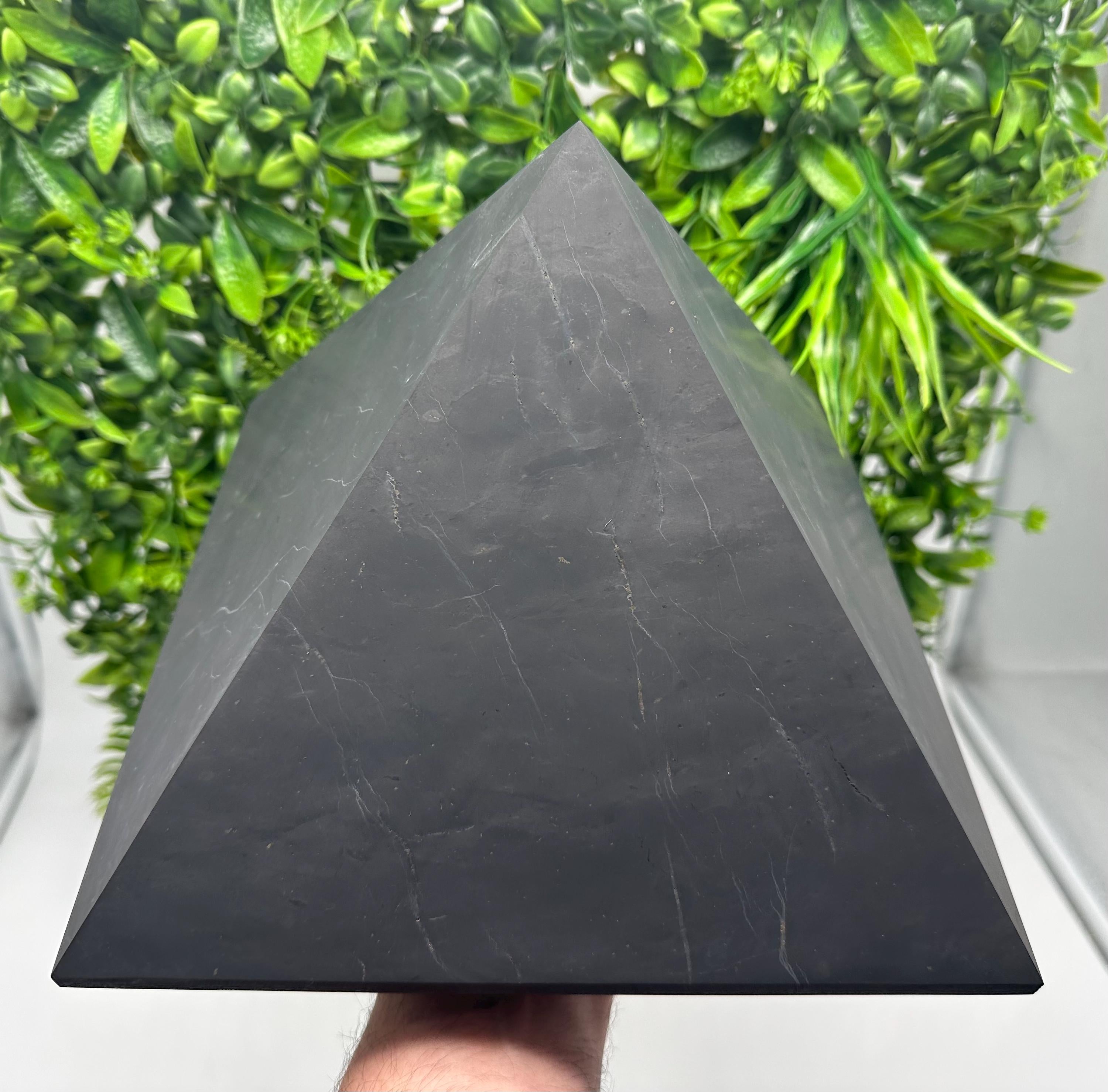 Large Unpolished Shungite Pyramid: EMF Protection, Sacred Stone (25cm)