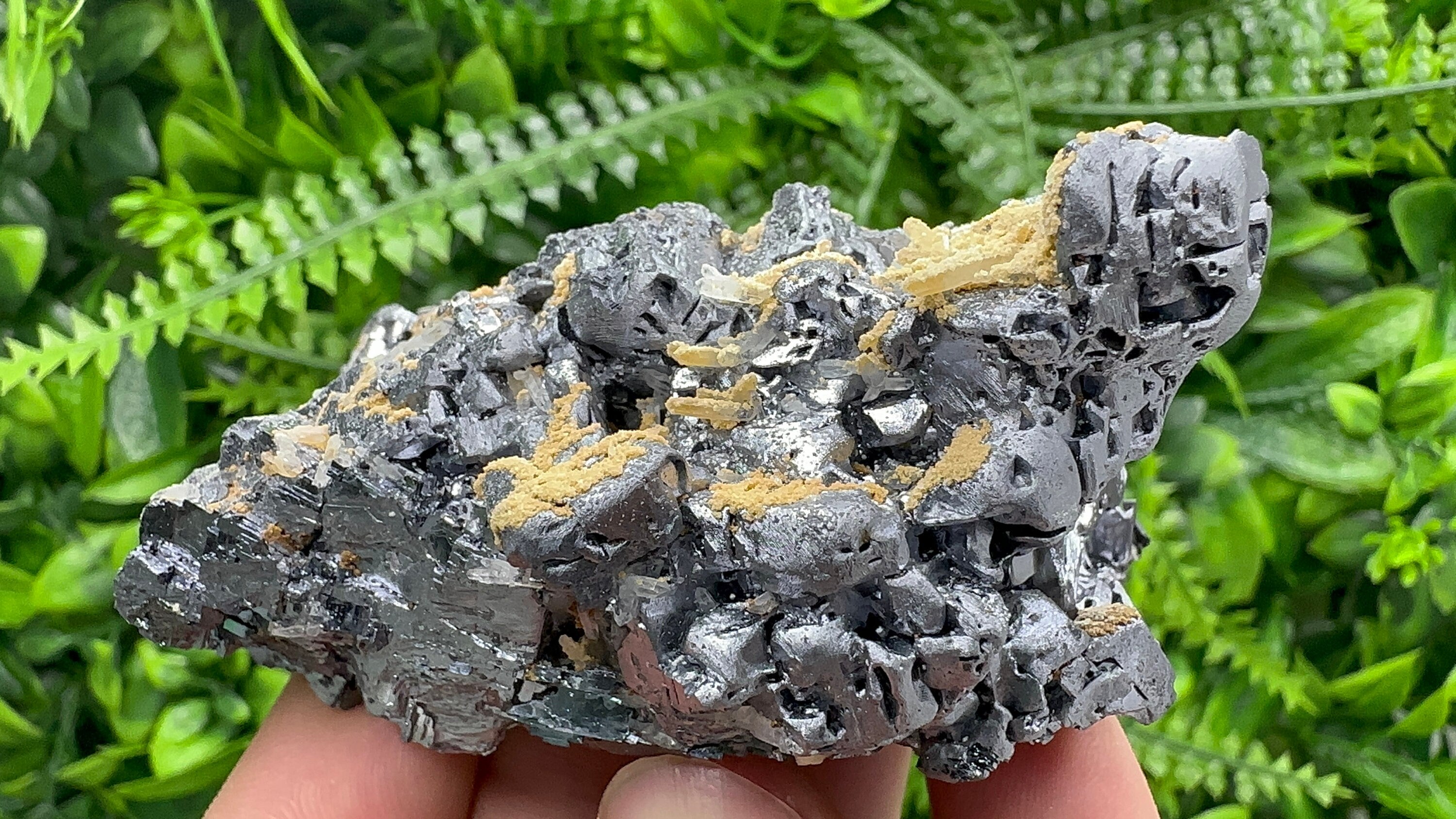 Shiny Galena Cluster with Siderite and Quartz, Bulgaria Mineral Specimen
