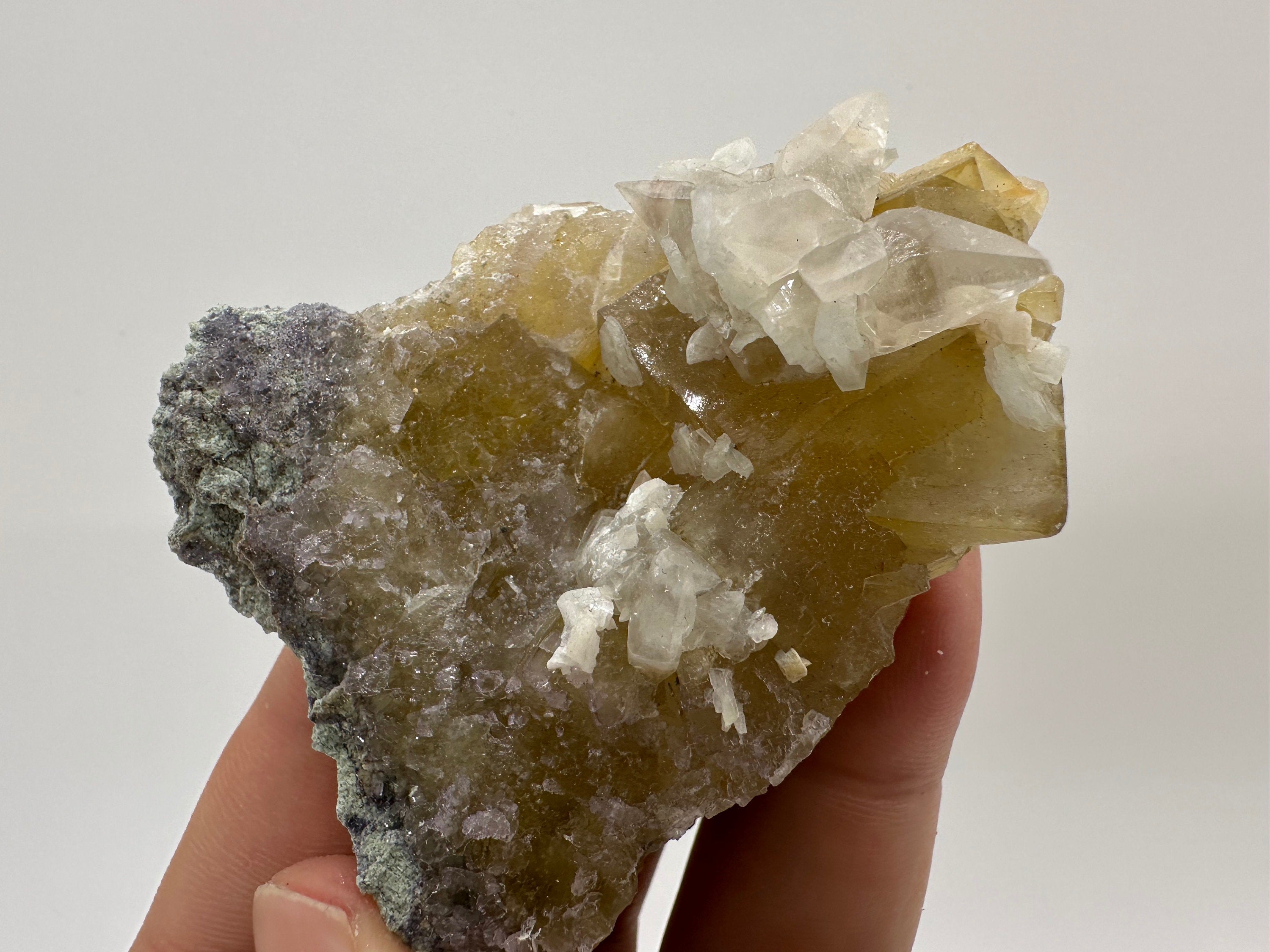 Yellow Fluorite with Calcite, Spain Mineral Specimen