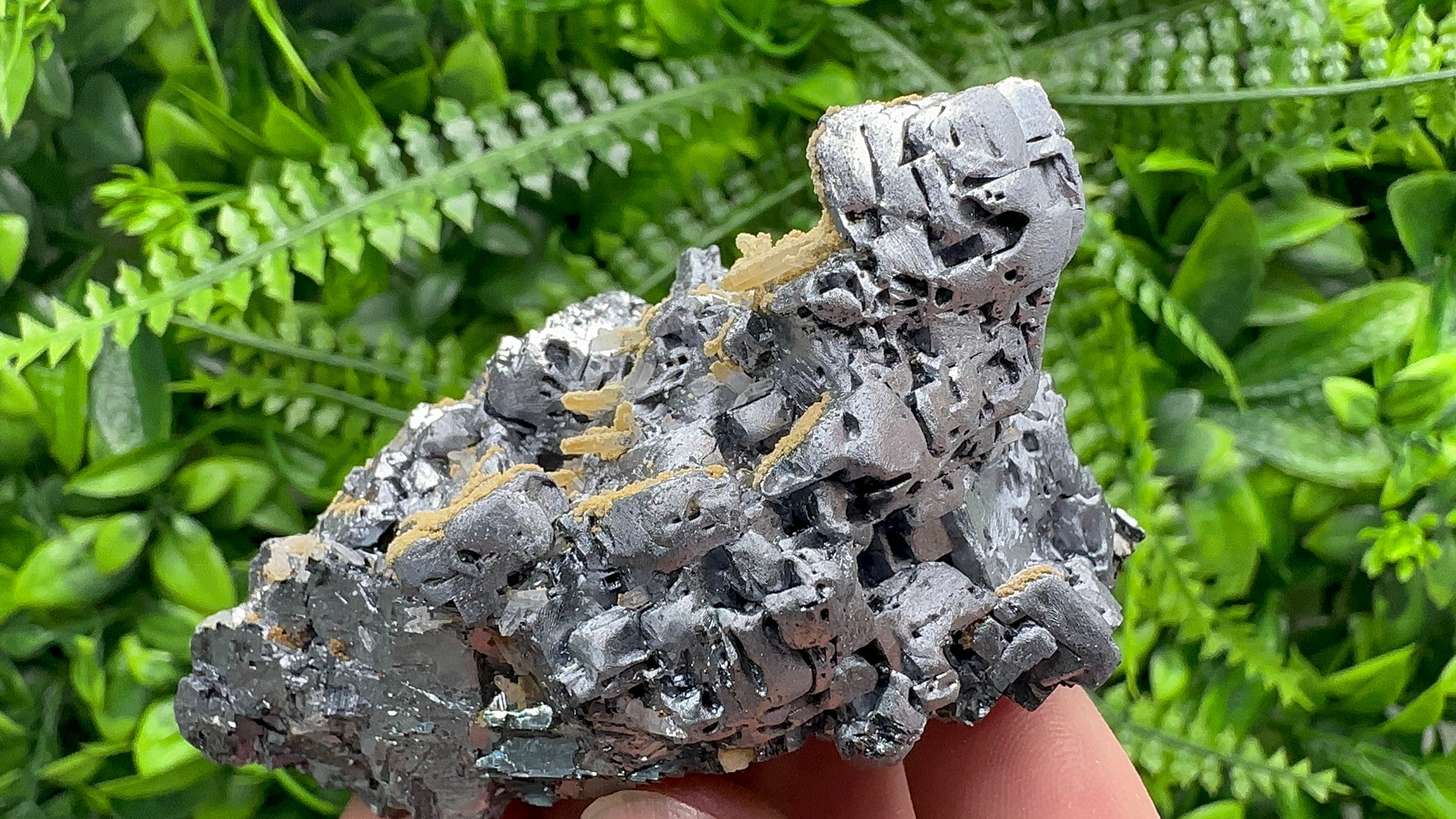 Shiny Galena Cluster with Siderite and Quartz, Bulgaria Mineral Specimen