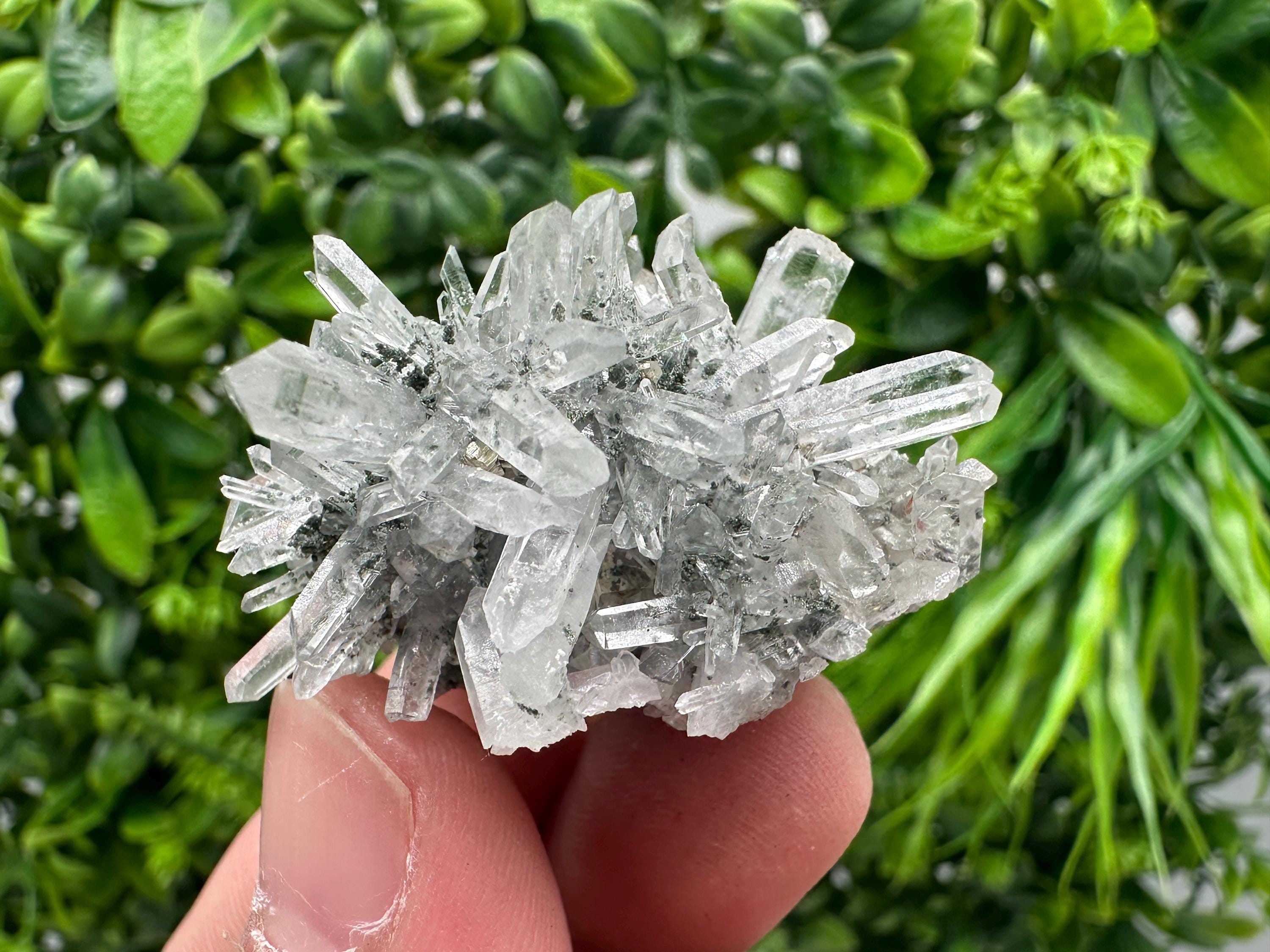 Lovely specimen Green Quartz inclusions Chlorite and Sphalerite/ Natural minerals/ Souvenir crystal gift minerals famous 9th September/Madan
