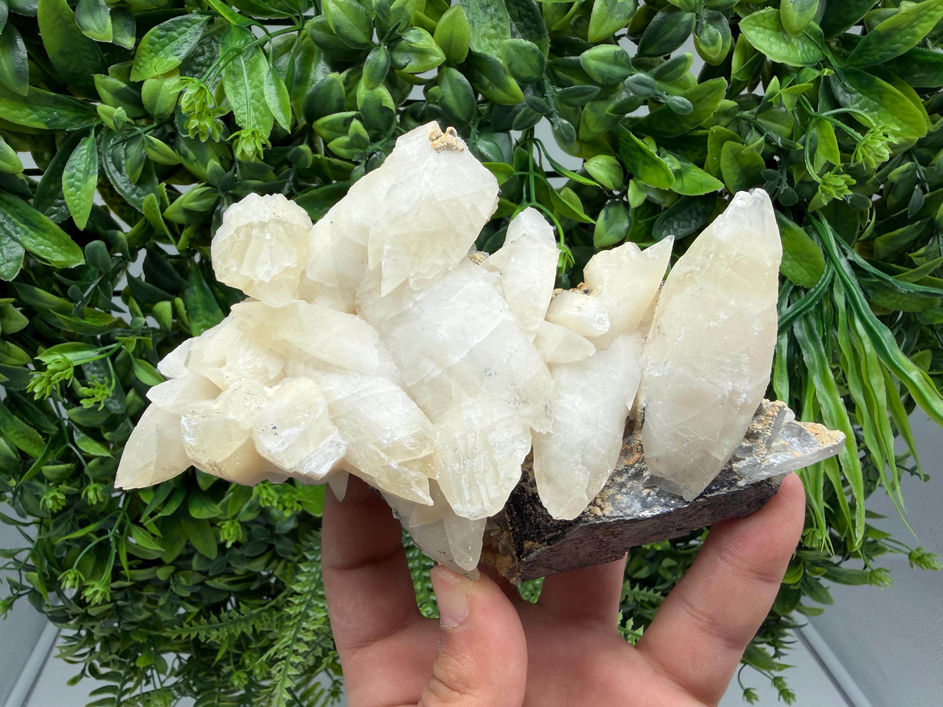 Calcite on Green Quartz: Laki Bulgaria Healing Crystal