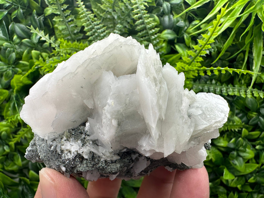 Calcite on Quartz with Epidote Mineral Specimen: Borieva Mine, Bulgaria