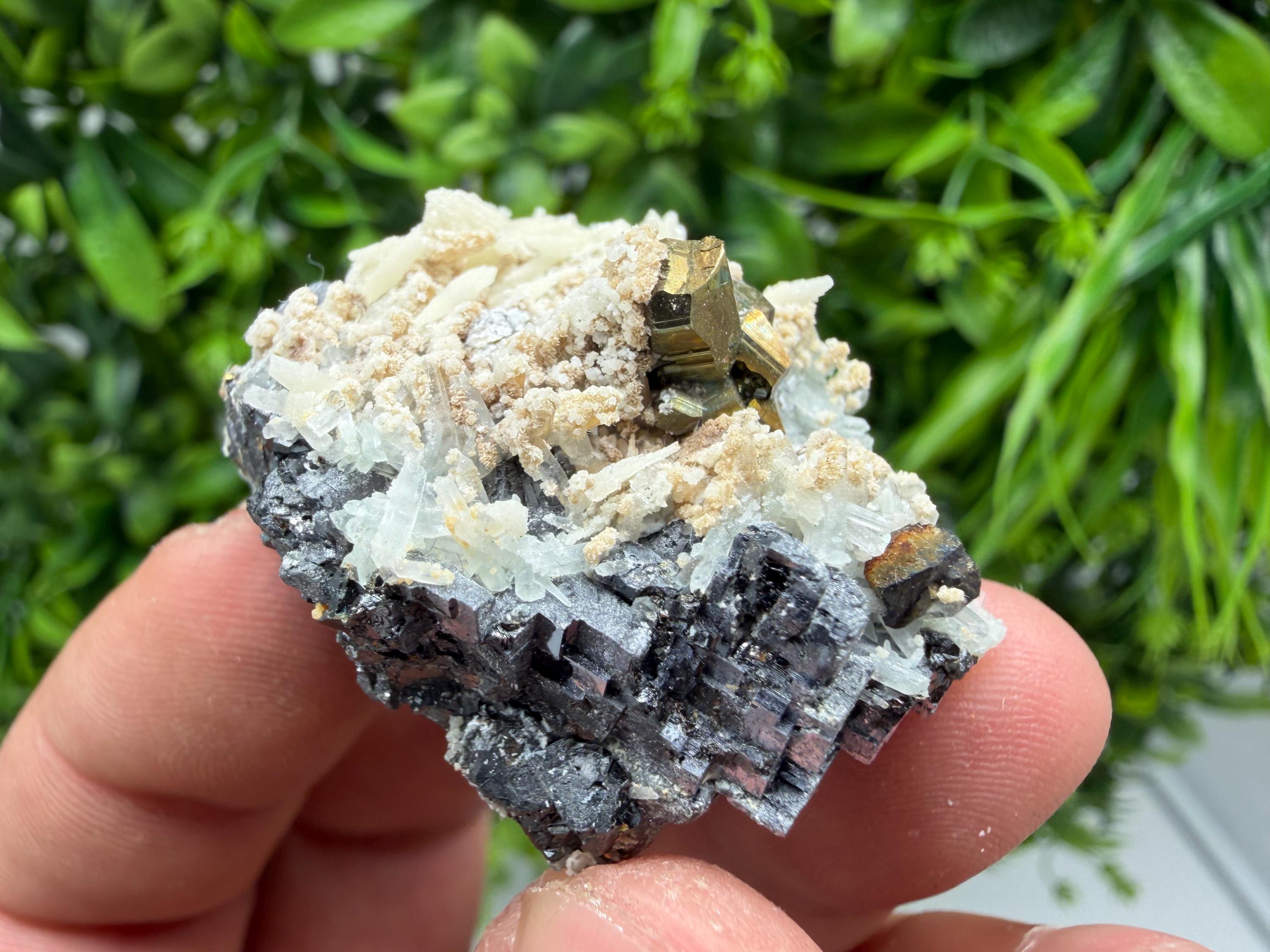 Sphalerite with Calcite Pyrite Mineral Specimen, Madan Bulgaria Collection Stone