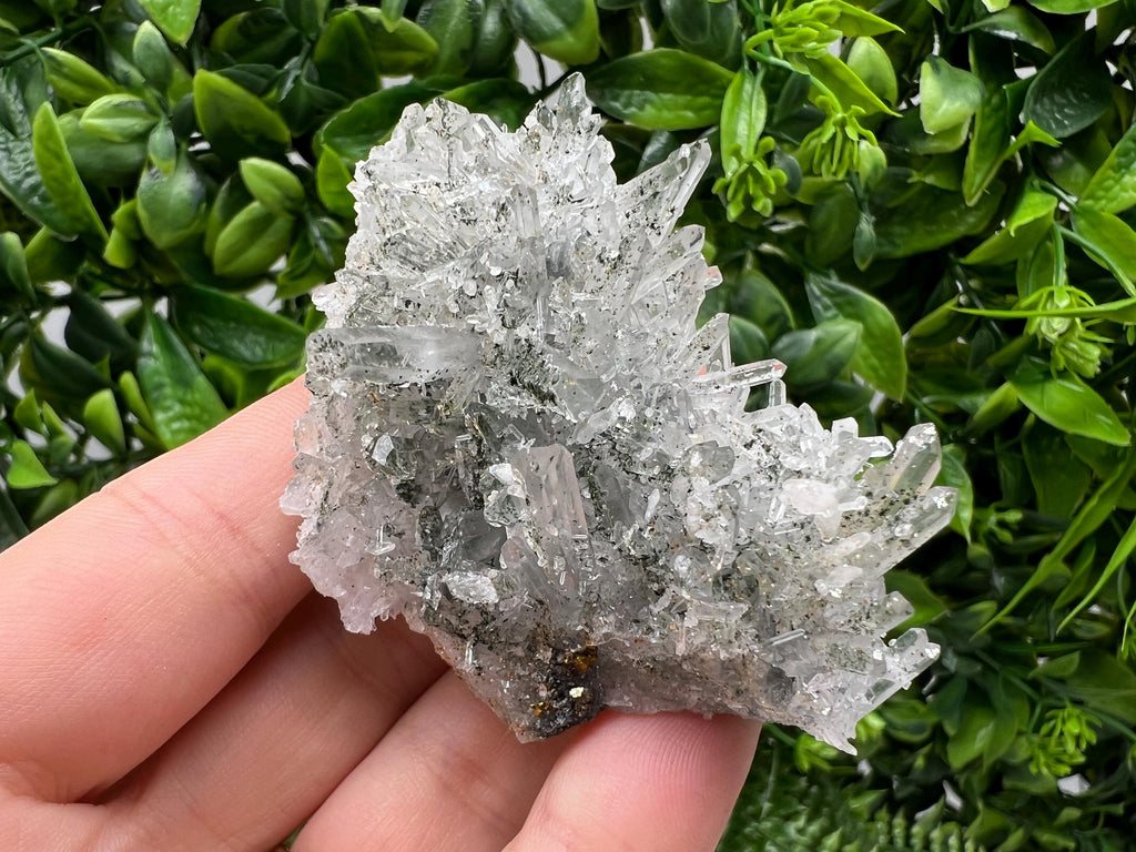 Green Quartz Crystal Specimen: Chlorite & Sphalerite Inclusions, Madan Bulgaria