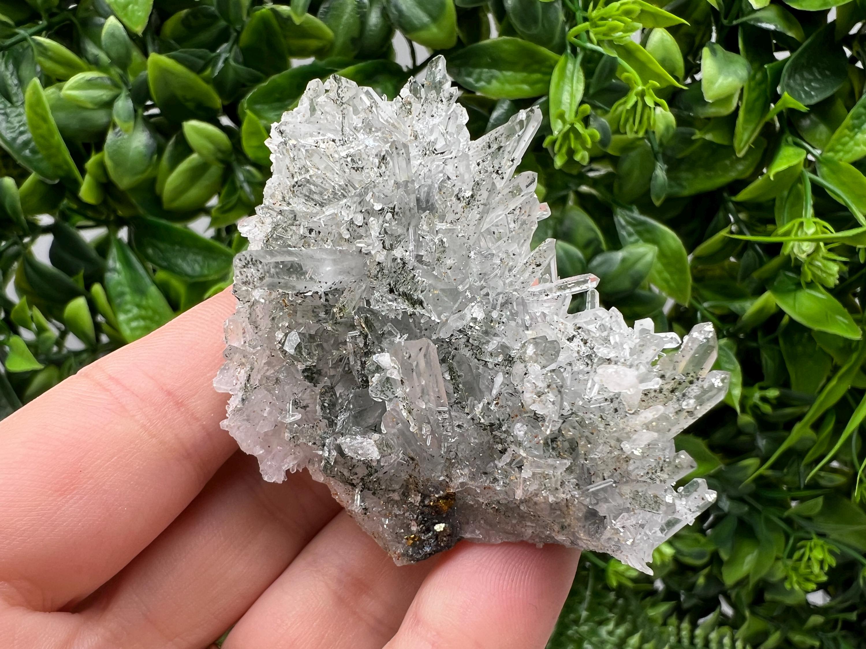 Green Quartz Crystal Specimen: Chlorite & Sphalerite Inclusions, Madan Bulgaria