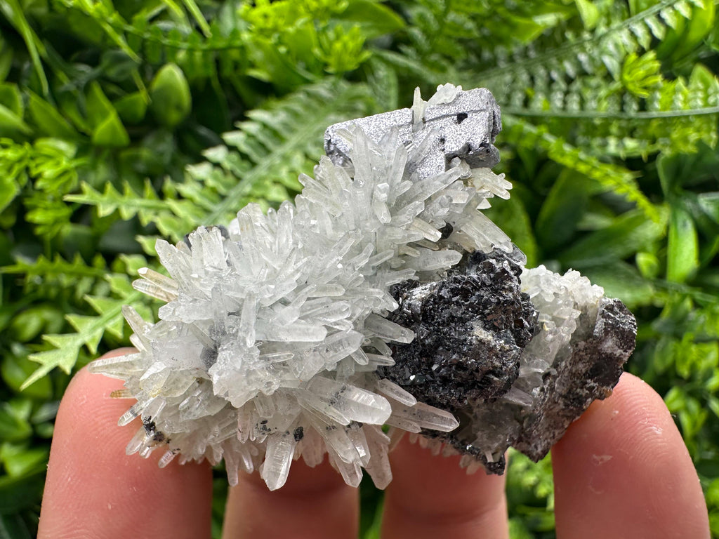 Skeleton Galena, Sphalerite on Quartz Cluster, Bulgaria Mineral Specimen