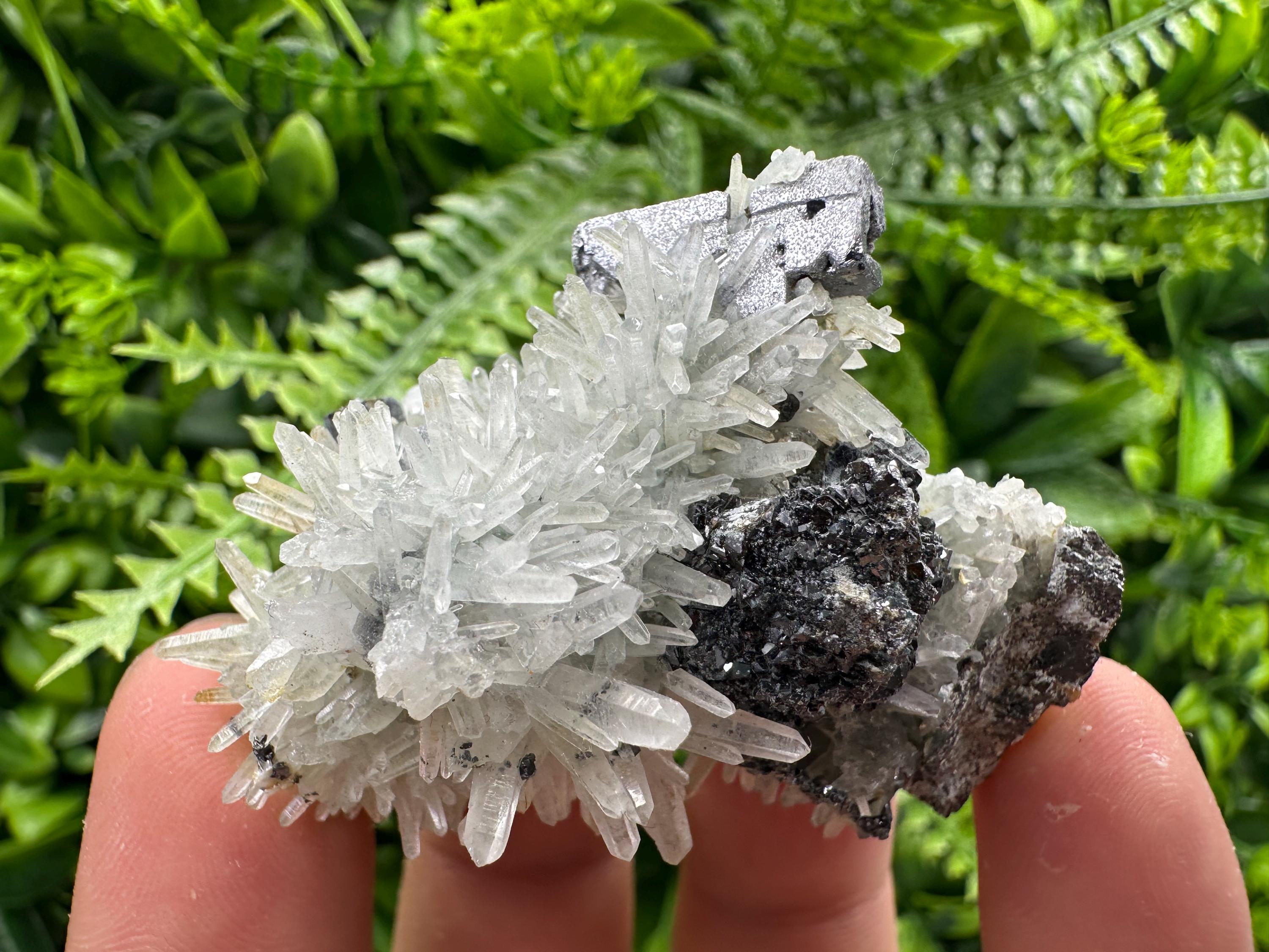 Skeleton Galena, Sphalerite on Quartz Cluster, Bulgaria Mineral Specimen