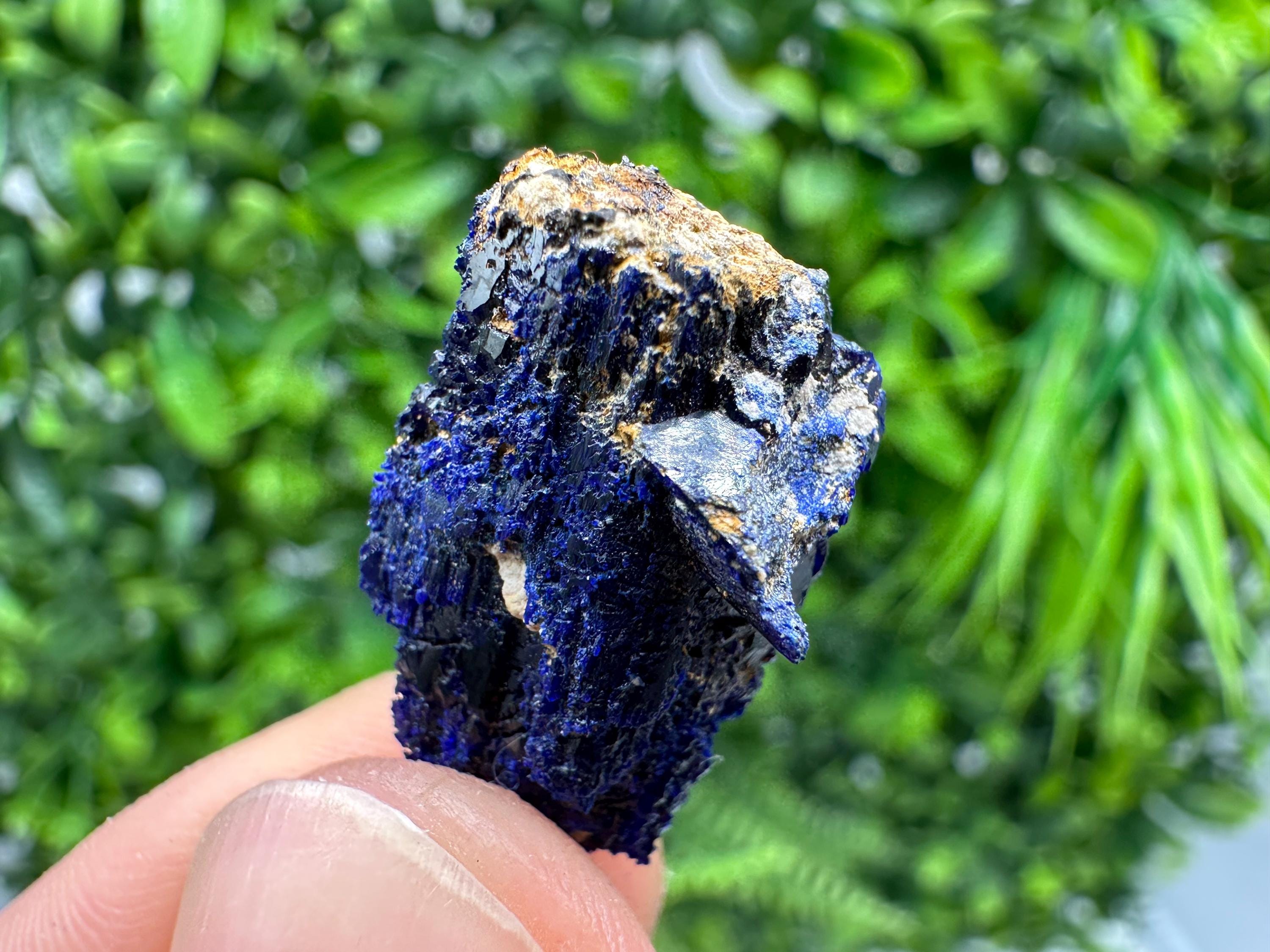 Crystallized Azurite-Kerrouchen,Morocco-Blue Azurite Specimen-High Quality Blue Azurite-Azurite Mineral Specimen, gemmy,lustrous of Azurite