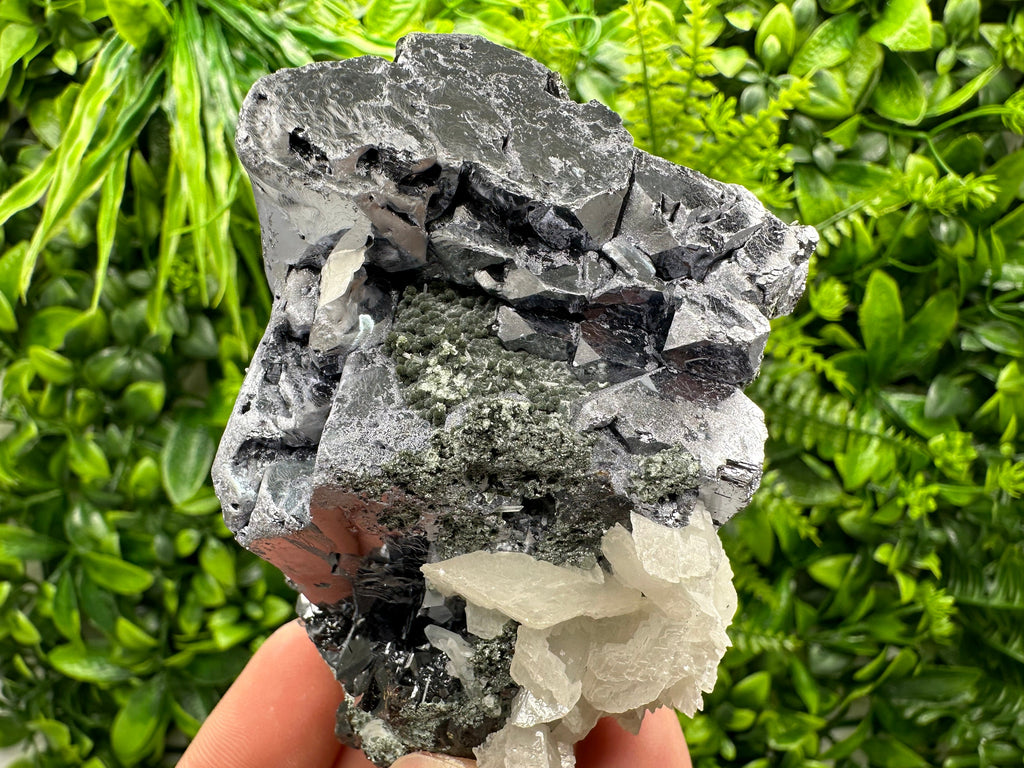 Skeletal Galena, Calcite, Sphalerite, and Chlorite Mineral Specimen