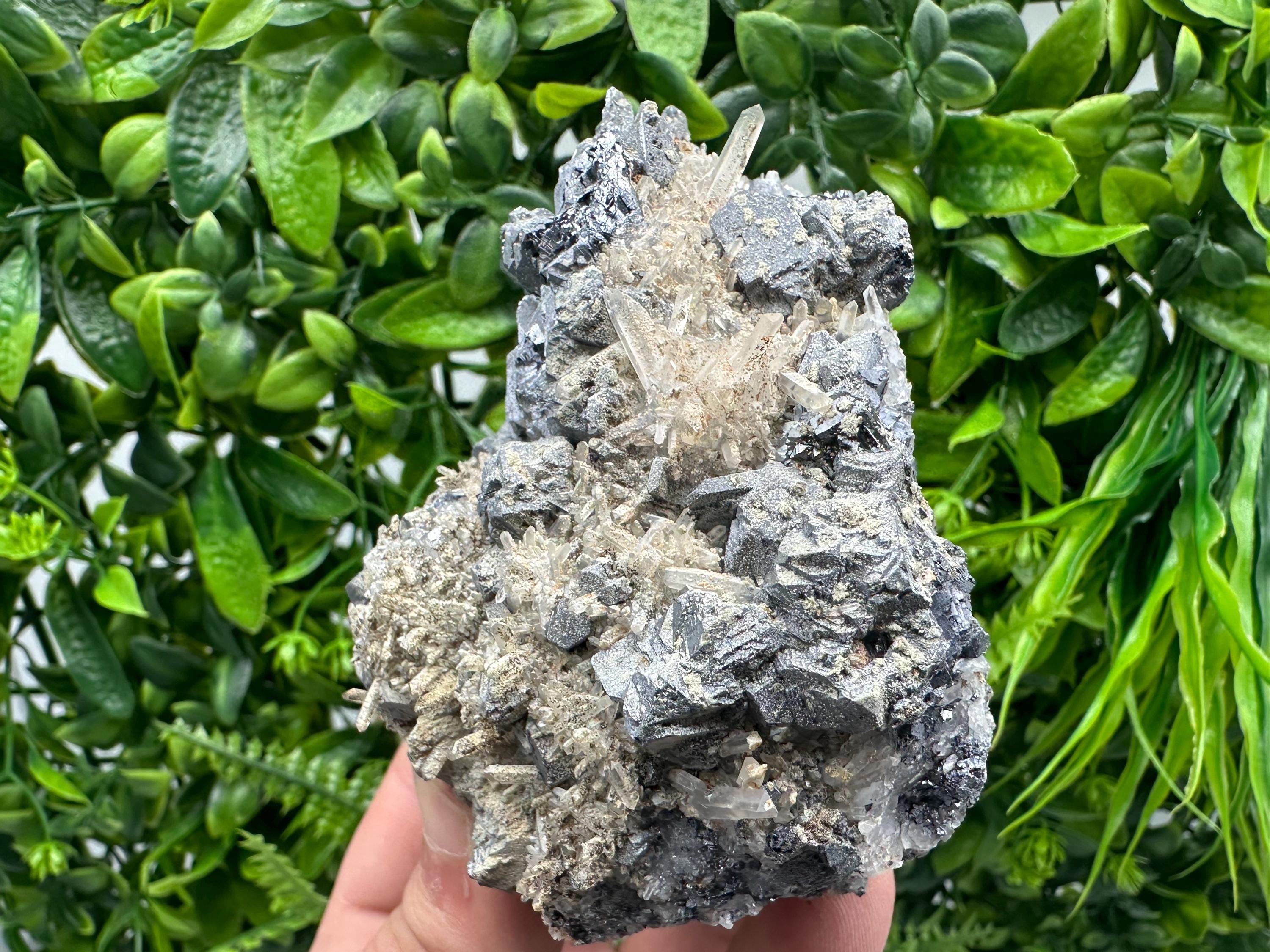 Galena Cluster with Quartz, Krushev Dol Mine, Bulgaria