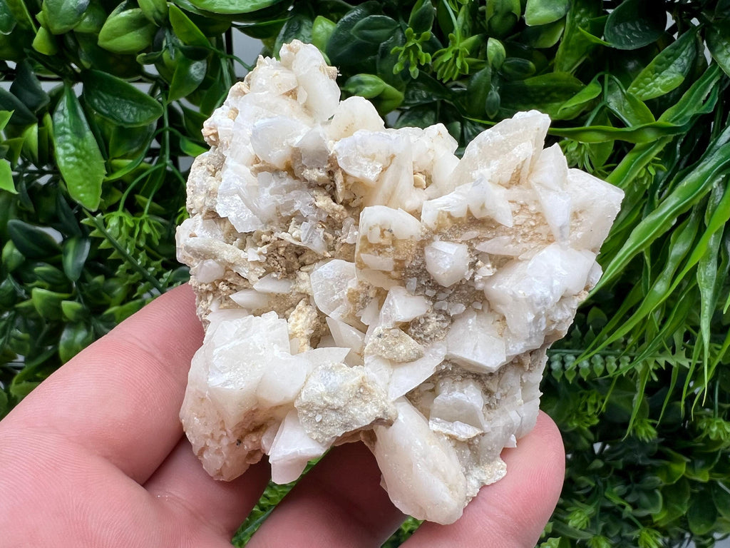 Calcite on Aragonite & Green Quartz: Djurcovo Mine, Bulgaria