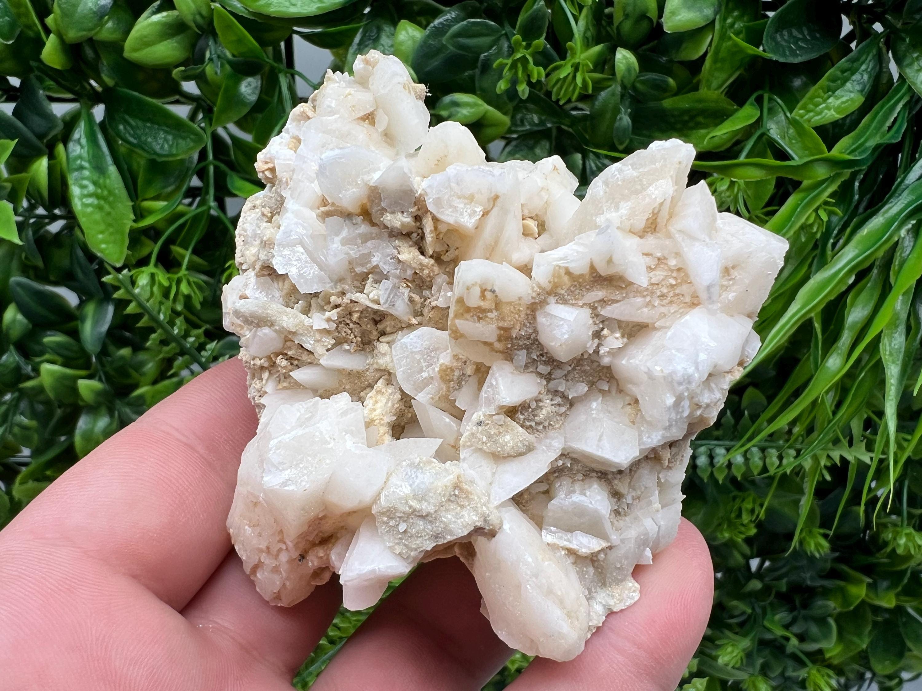 Calcite on Aragonite & Green Quartz: Djurcovo Mine, Bulgaria
