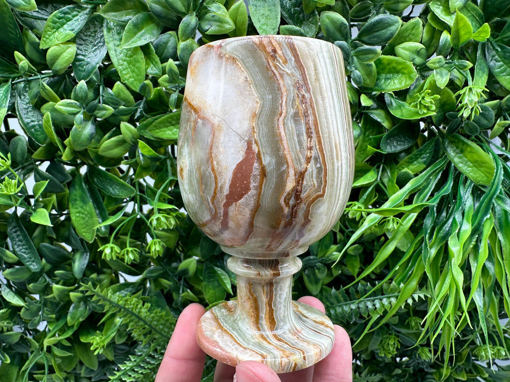 Vintage Onyx Goblet: Natural Stone Wine Cup, Barware
