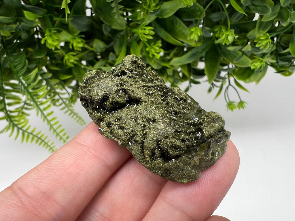 Sparkly Green Epidote with Quartz Crystals, Eastern Anatolian Mineral Decor