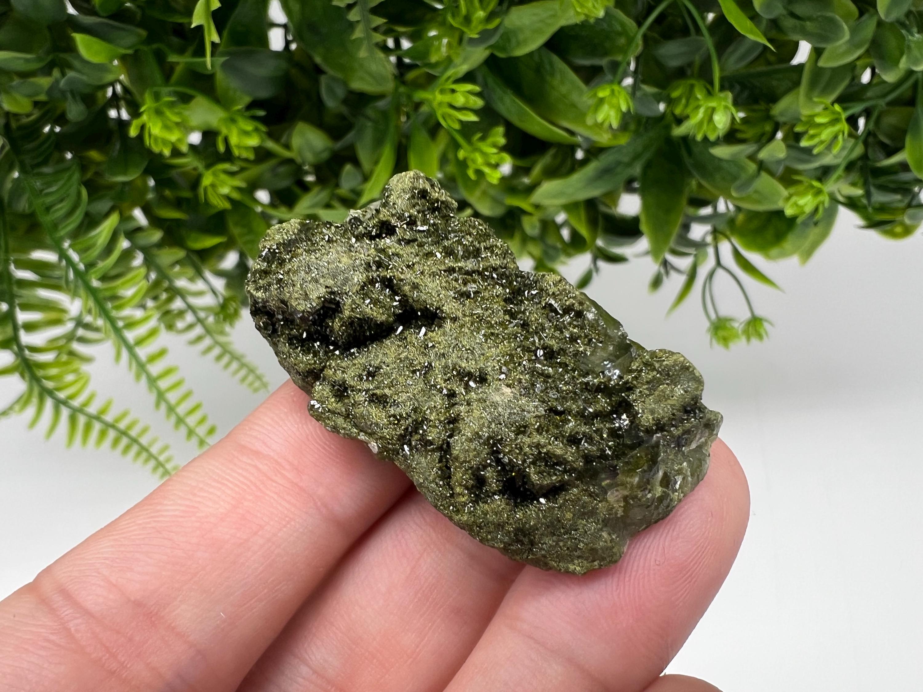 Sparkly Green Epidote with Quartz Crystals, Eastern Anatolian Mineral Decor