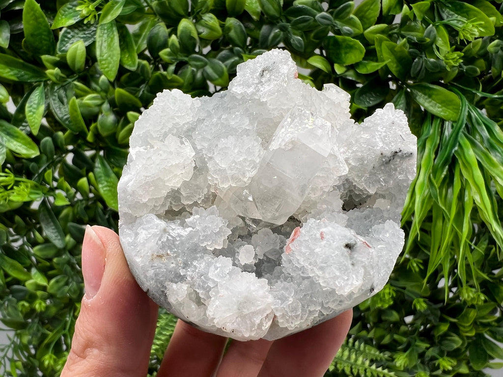 Transparent Apophyllite on Chalcedony, Natural Crystal Specimen, India Minerals