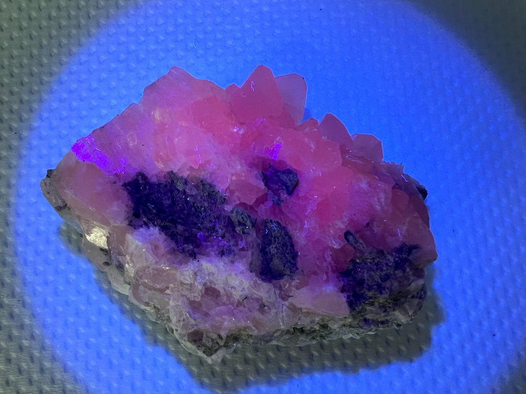 UV Reactive Mangano Calcite Crystal: Androvo Mine, Bulgaria