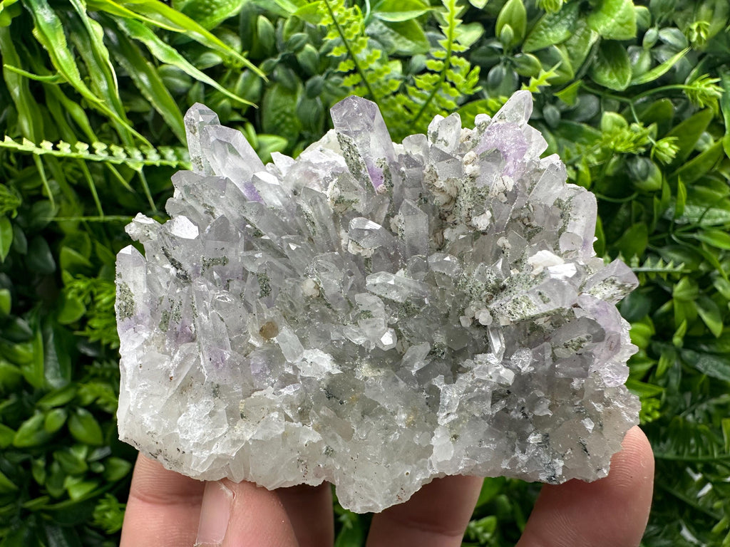 Amethyst Quartz Cluster with Calcite and Chlorite, Bulgaria Mineral Specimen
