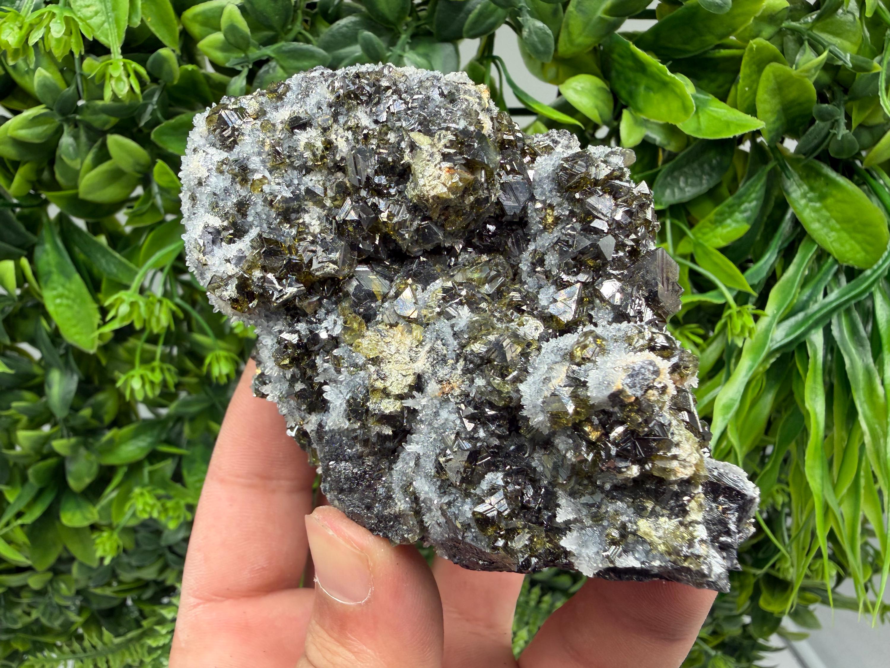 Sphalerite Cleiopfane on Quartz Mineral Specimen, Krushev Dol Mine, Bulgaria Home Decor Stone
