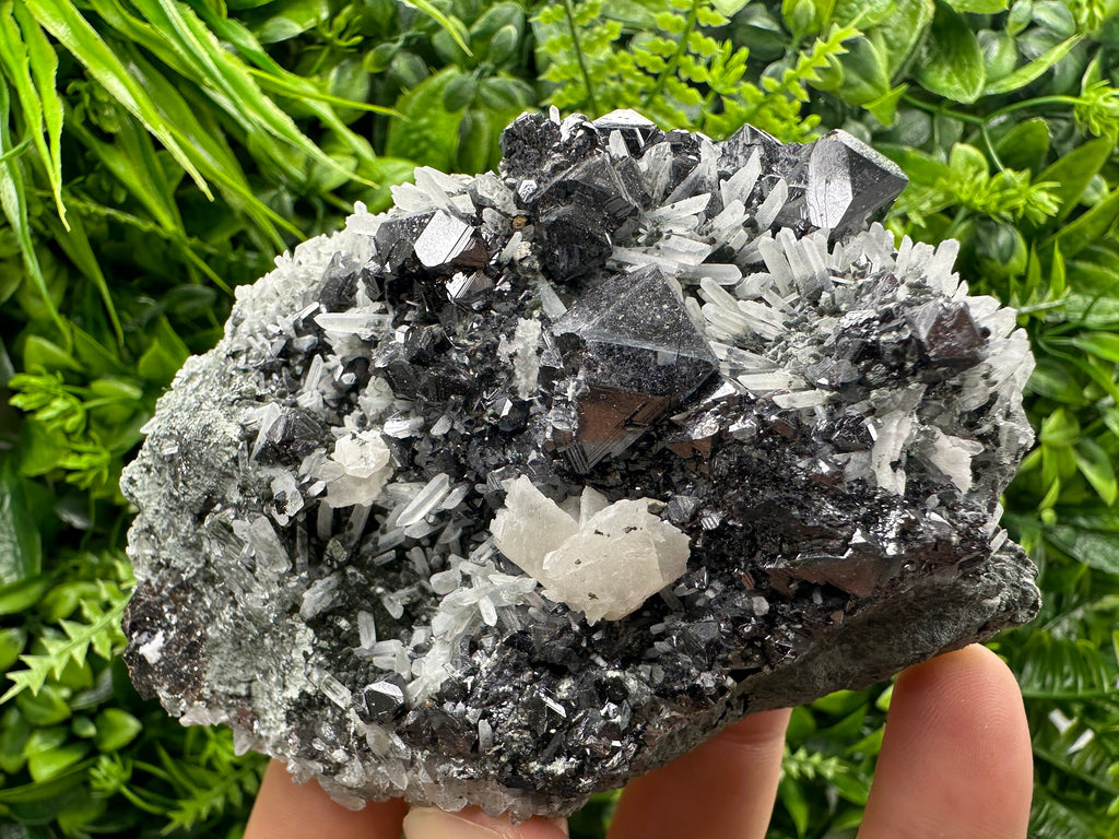 Sphalerite on Quartz Cluster, Natural Mineral Specimen, Home Decor Stone