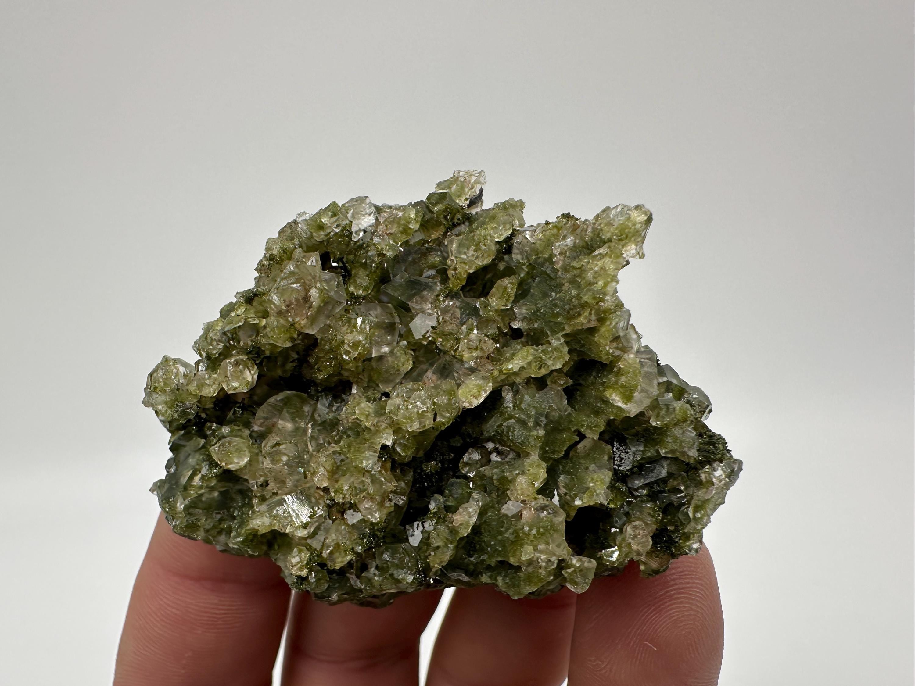 Rare Green Epidote with Quartz Crystals, Eastern Anatolian Mineral Specimen