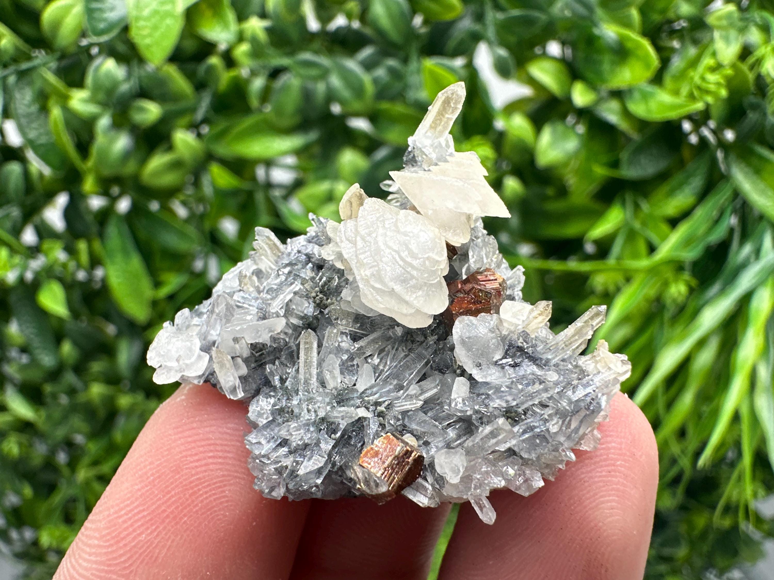 Quartz with Calcite and Chlorite: Borieva Mine Crystal Souvenir