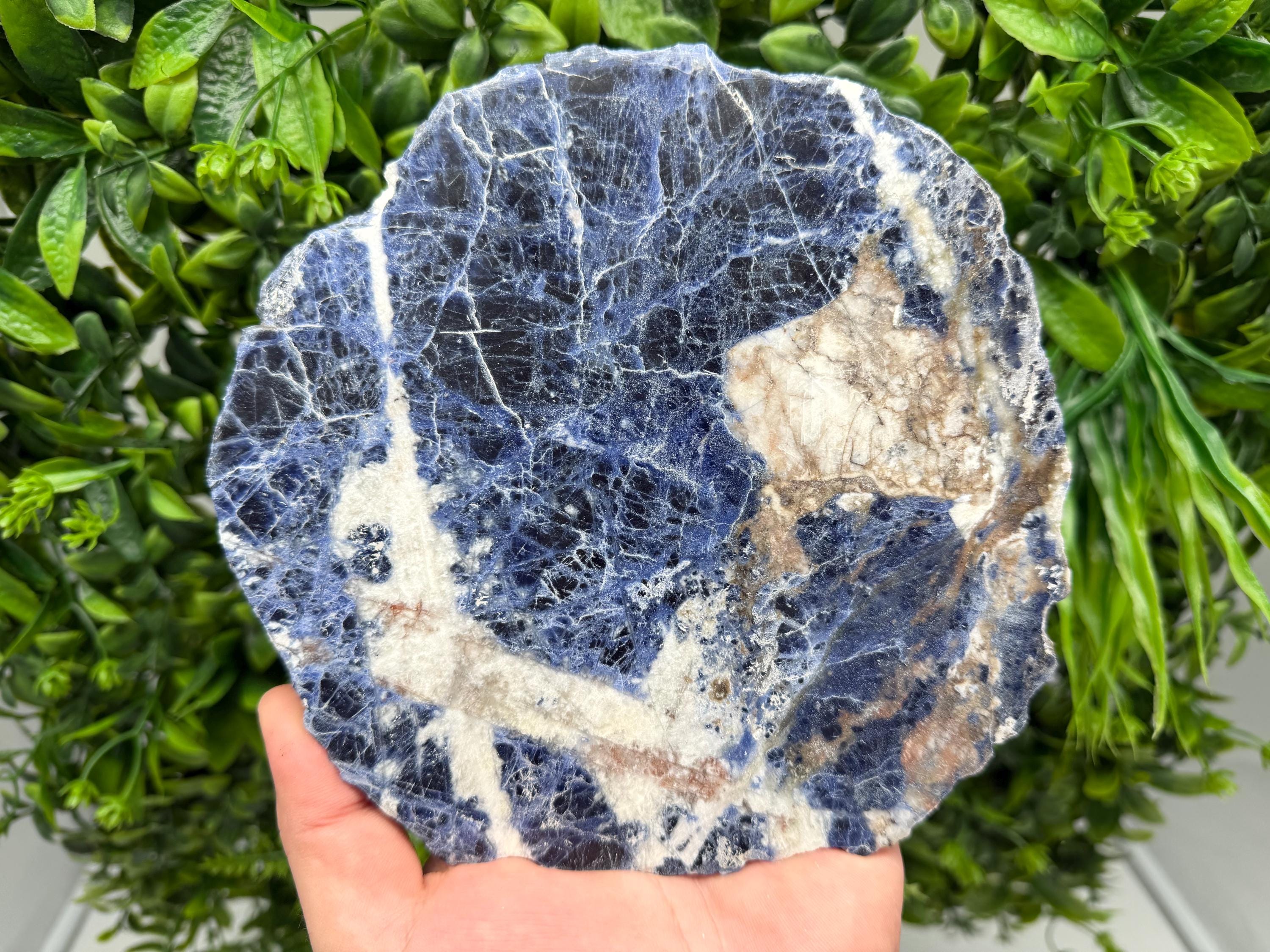 Polished Sodalite Slice – Natural Blue Crystal Slab, Home Decor Accent