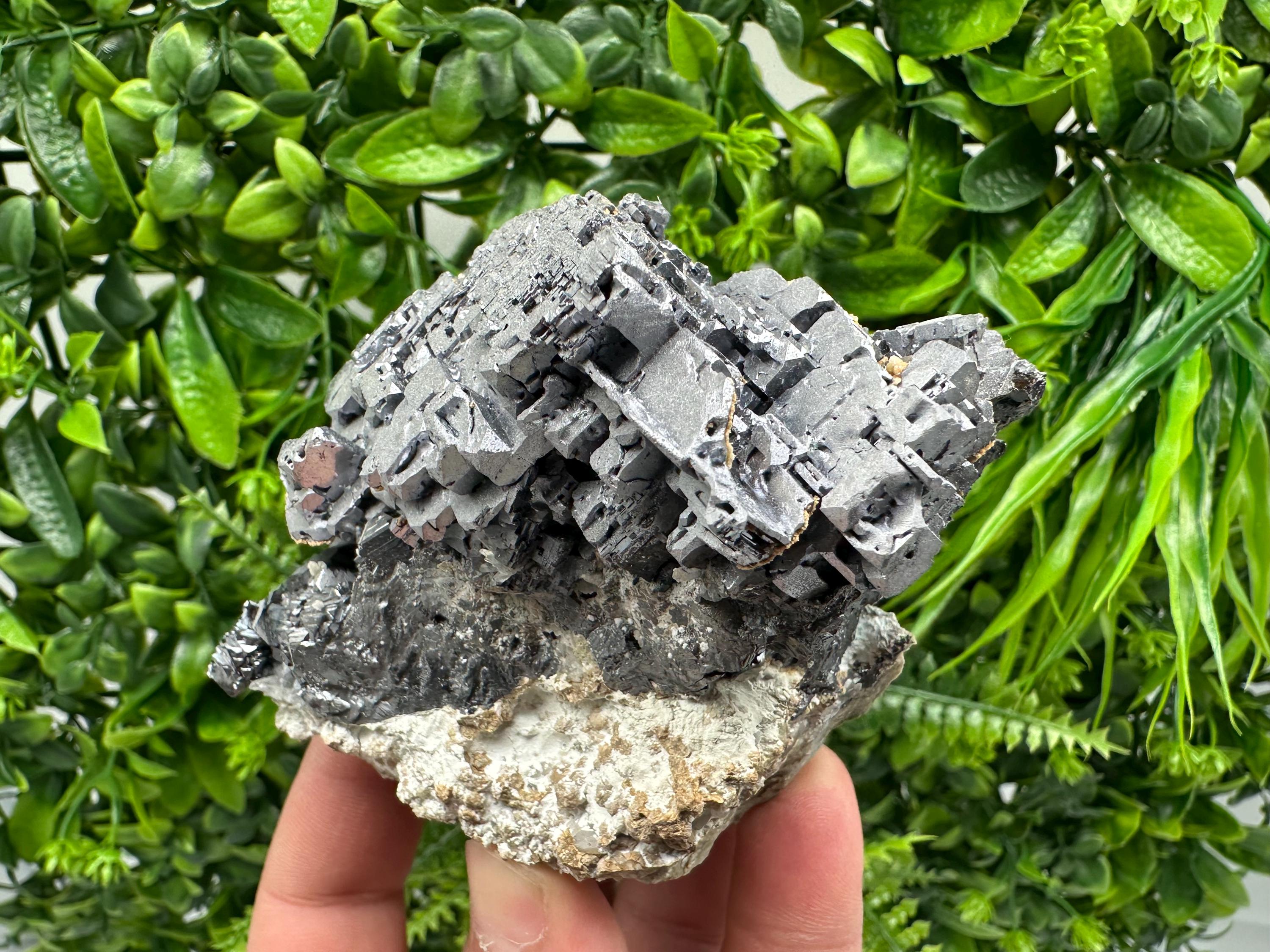 Aesthetic Natural shiny Galena whit Siderite and Quartz from 9 th September mine,Bulgaria,collection specimen,rare galena,Galena cluster