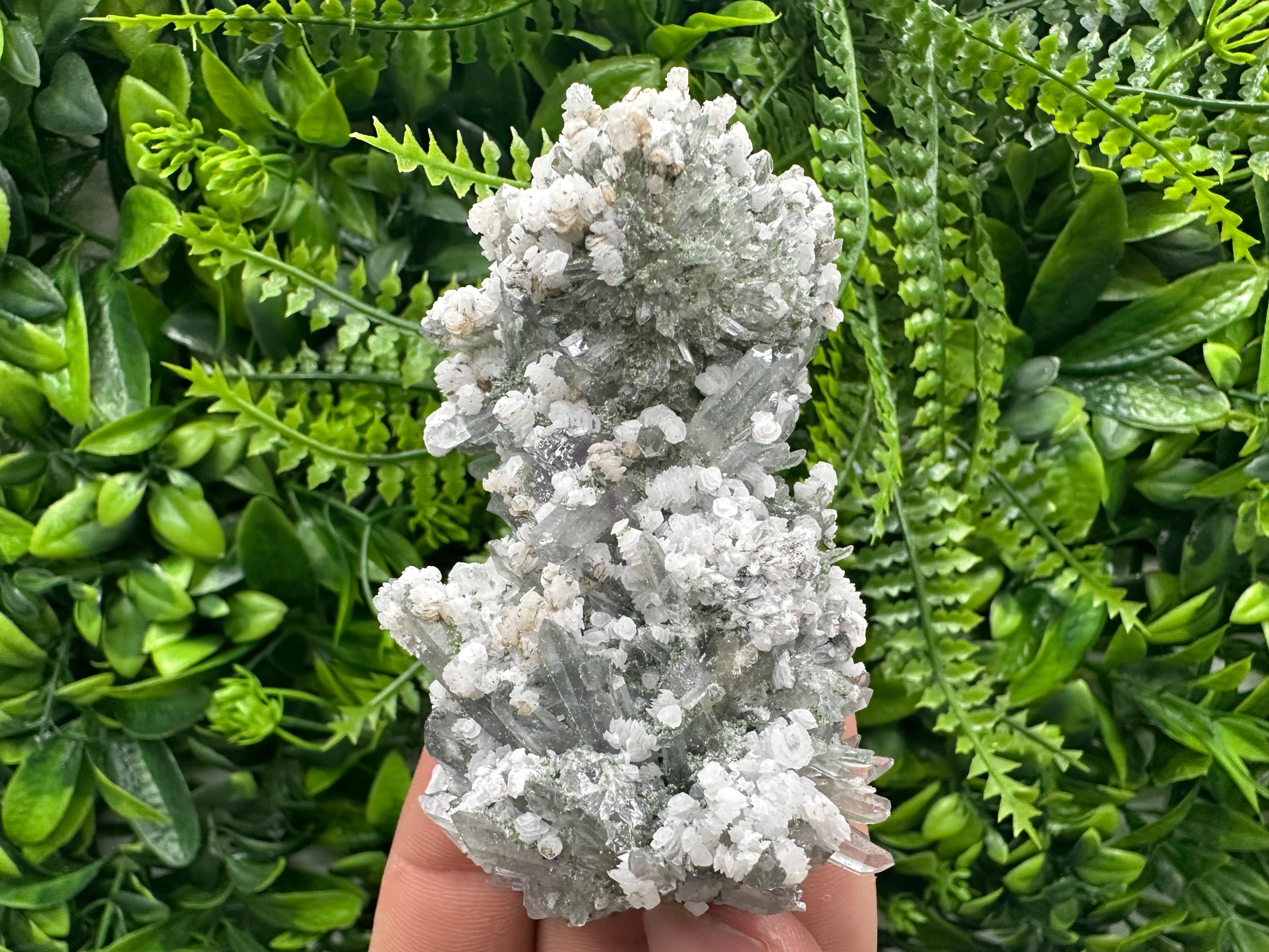 Calcite on Quartz with Amethyst and Chlorite, Djurcovo Mine, Bulgaria