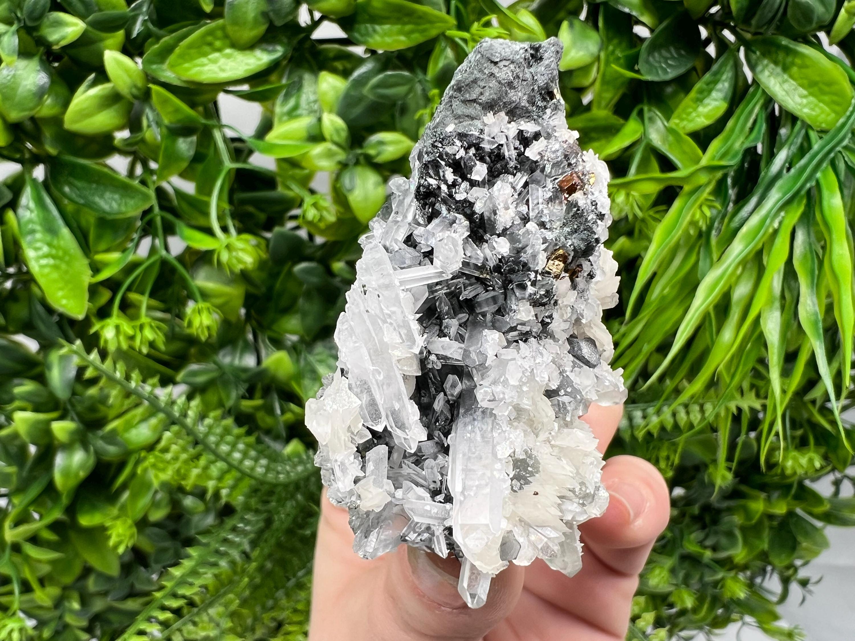 Calcite on Quartz Mineral Specimen, Borieva Mine, Bulgaria