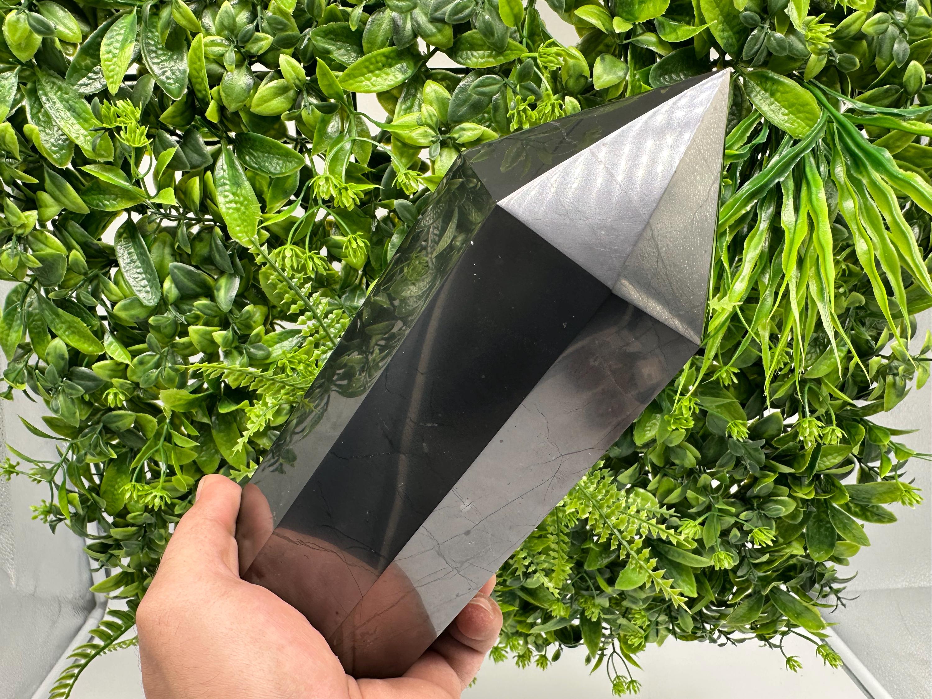 Large Shungite Tower, EMF Neutralizer Stone, Crystal Decor, 20cm