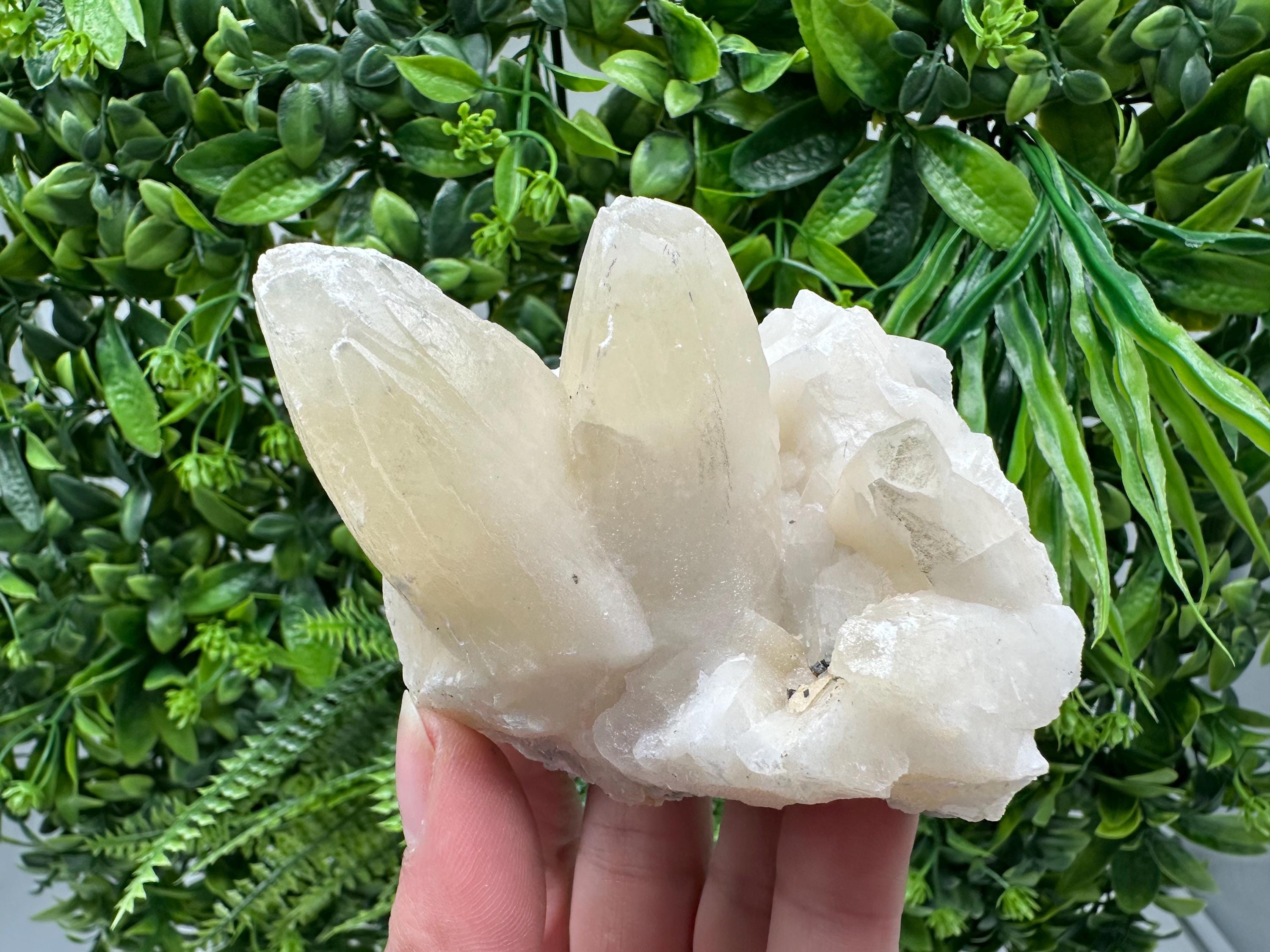 Calcite on Green Quartz: Laki Bulgaria Healing Crystal