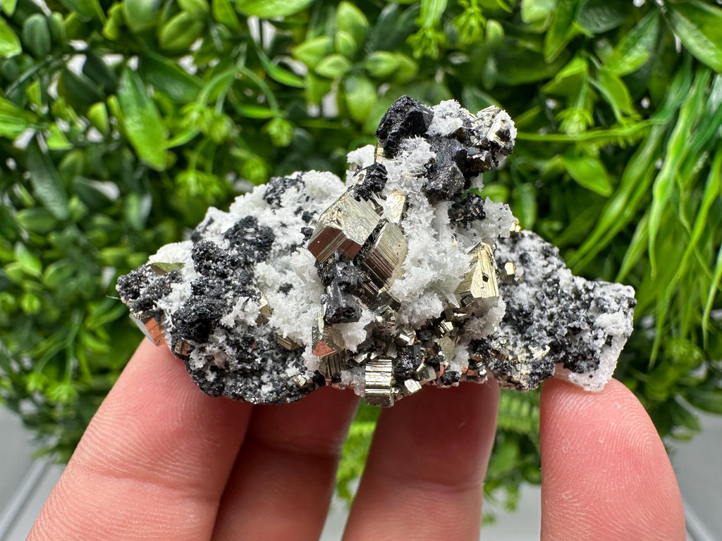 Pyrite Sphalerite Quartz Calcite Mineral Specimen, Bulgaria Crystal Decor