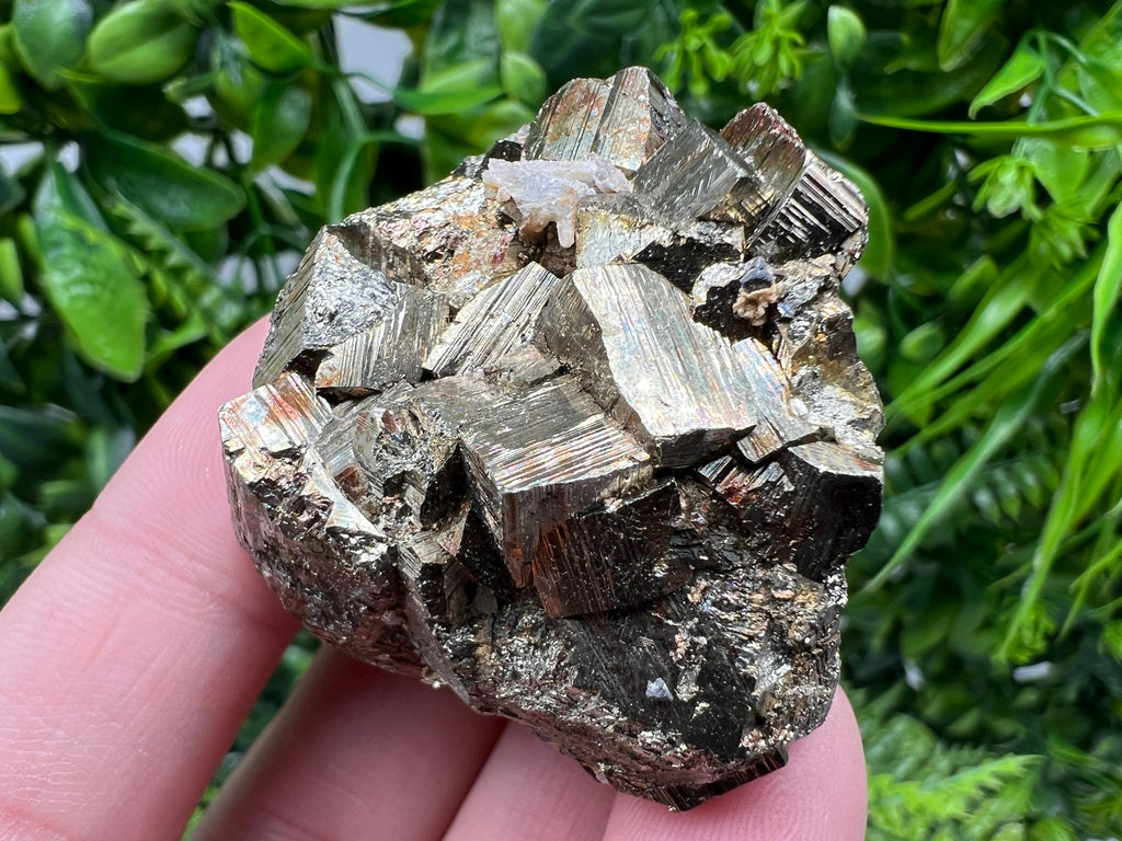 Rainbow Pyrite with Calcite, Borieva Bulgaria Crystal, Rare Mineral Decor